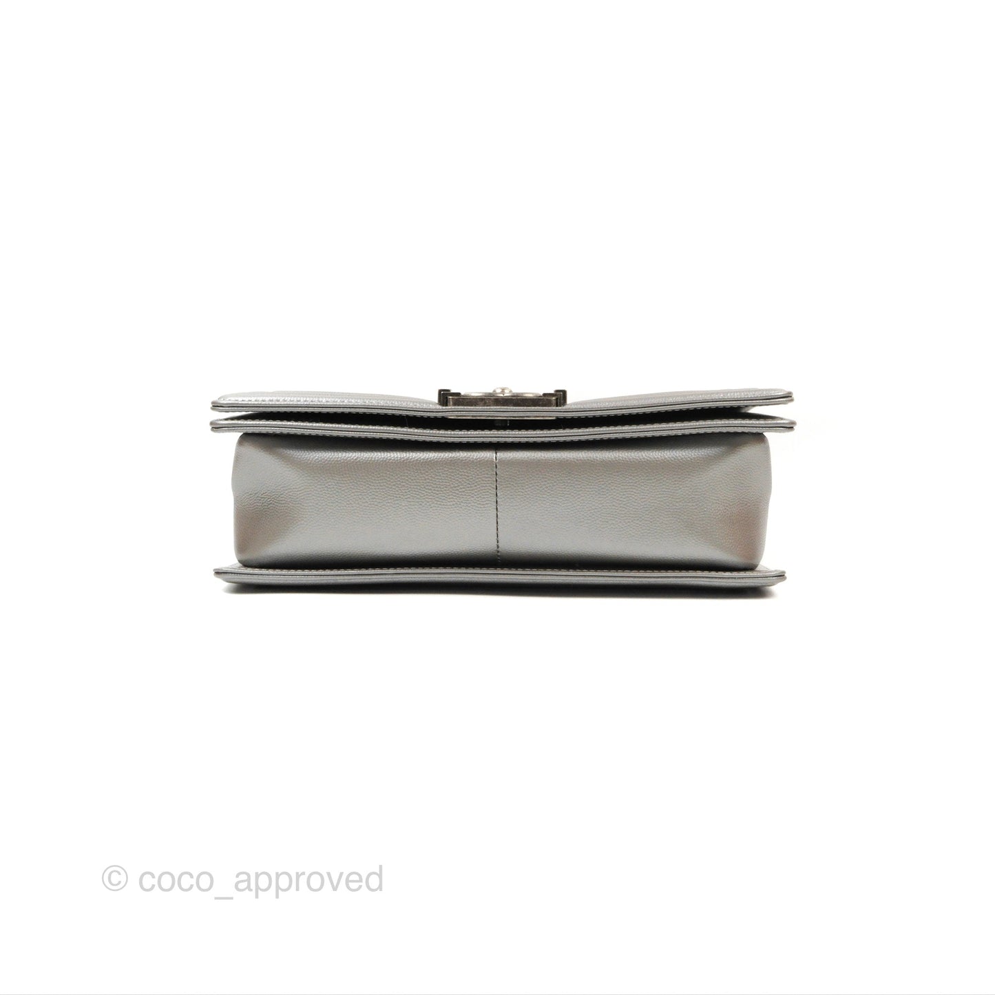 Chanel Quilted Medium Boy Silver Caviar Ruthenium Hardware