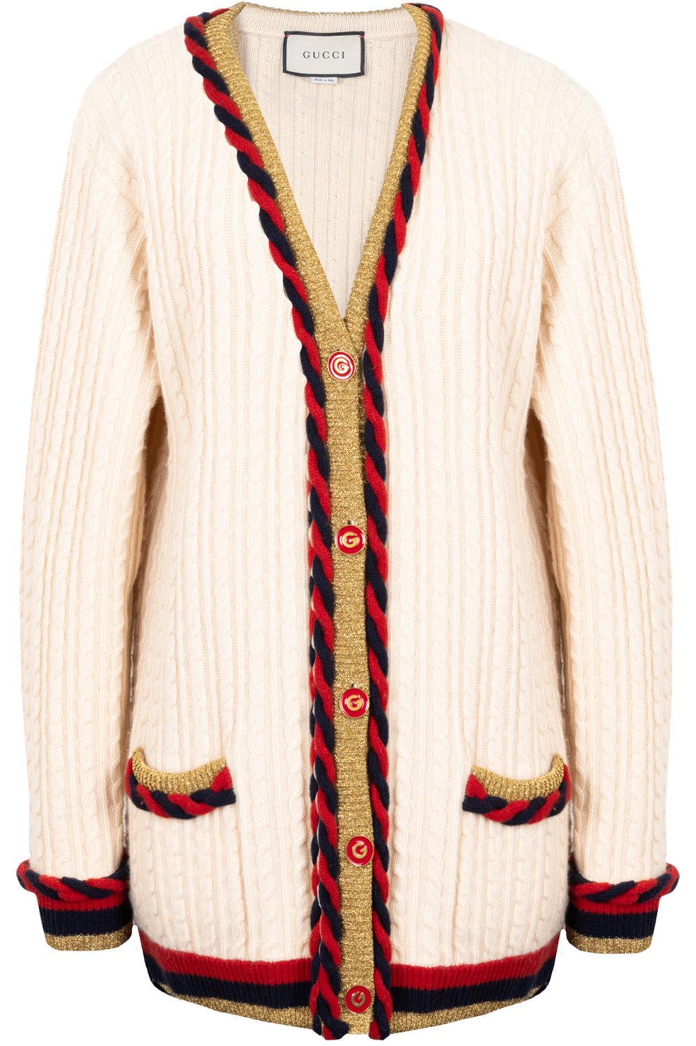 Luxury Gucci Trending 2025 Braided Knit Cardigan Beige