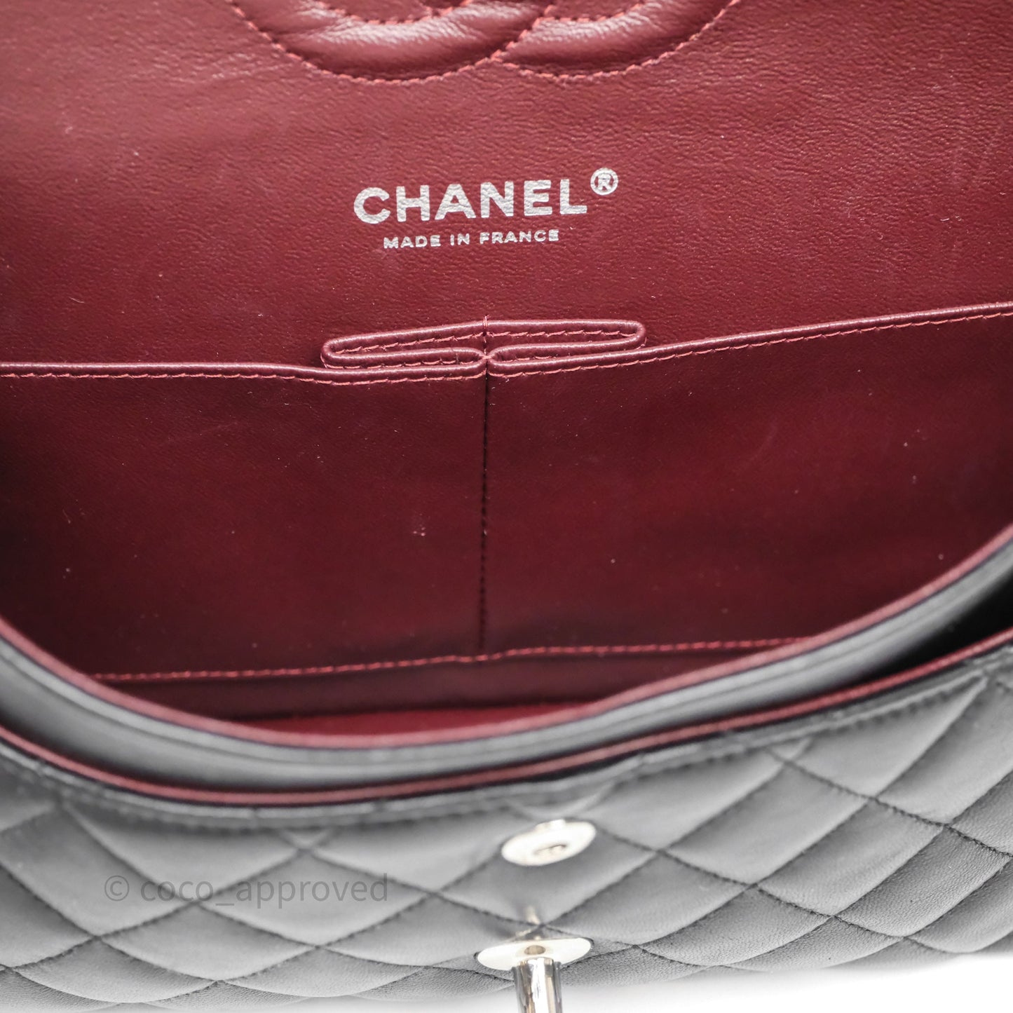 Chanel Classic M/L Medium Flap Quilted Black Lambskin Silver Hardware