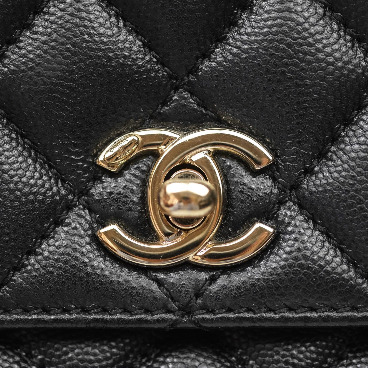 Chanel Small Coco Handle Quilted Black Caviar Gold Hardware
