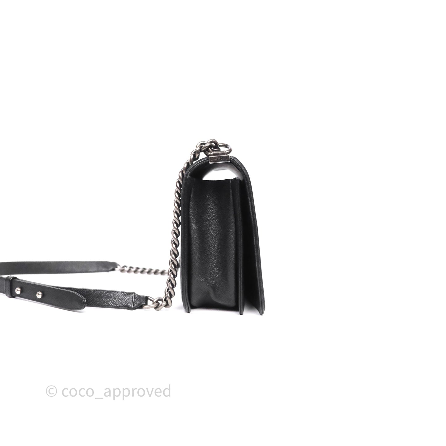 Chanel Quilted New Medium Boy Black Caviar Ruthenium Hardware