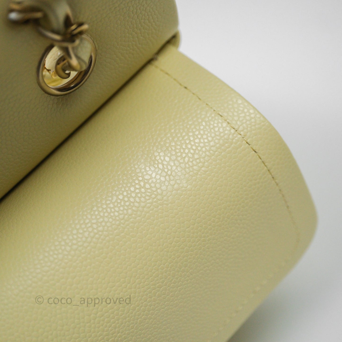 Chanel Small Classic Quilted Flap Yellow Caviar Gold Hardware