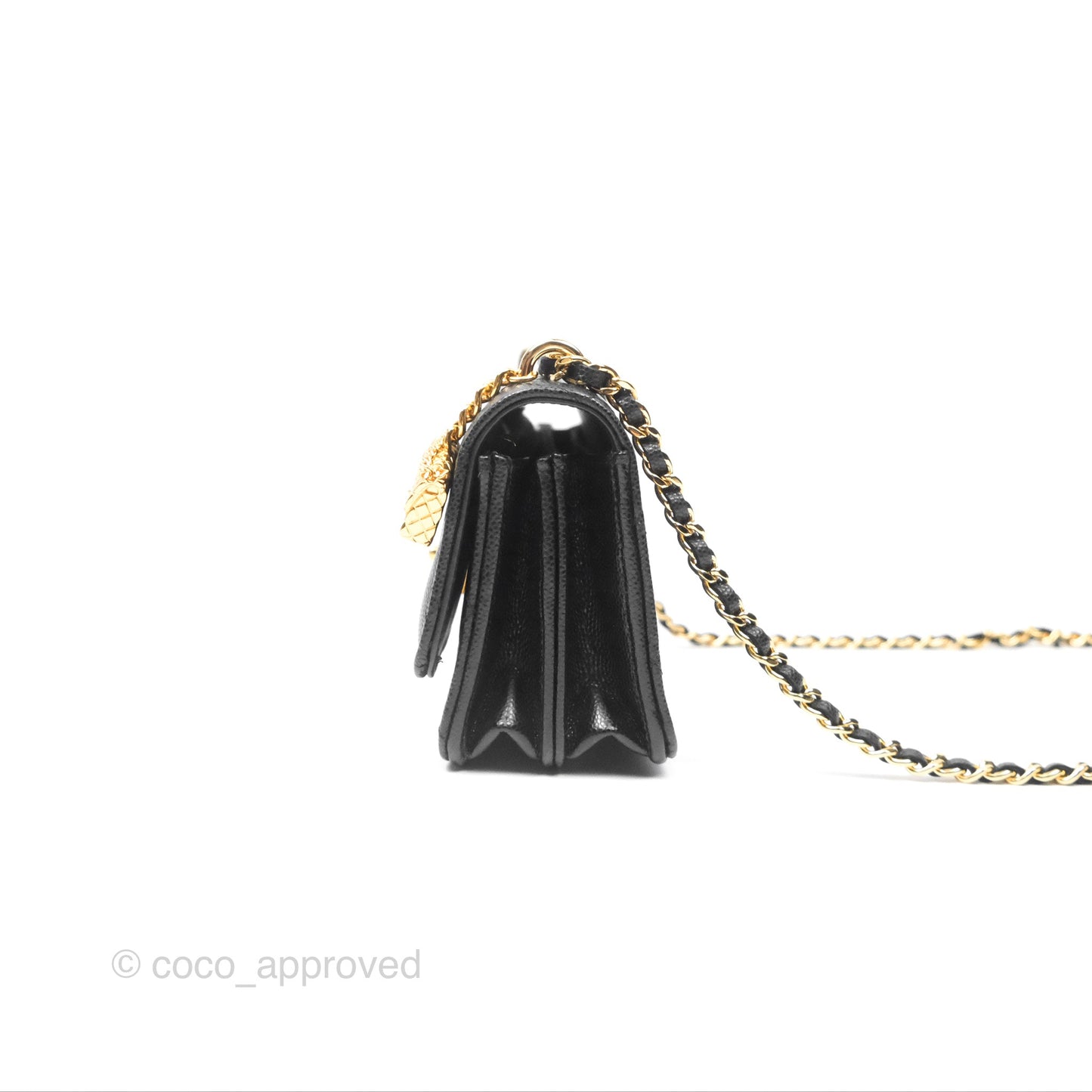 Chanel Mini WOC Bag Charm Black Caviar Gold Hardware