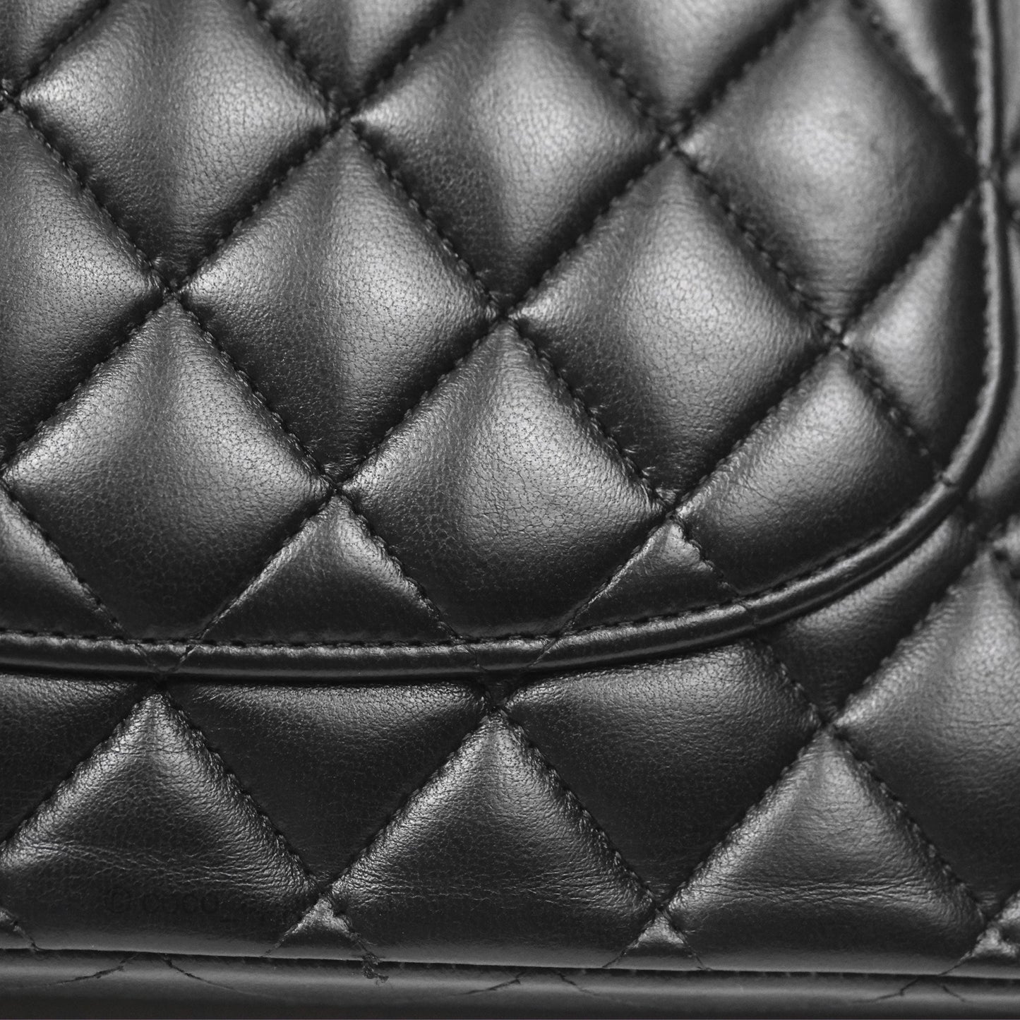 Chanel Classic M/L Medium Flap Quilted Black Lambskin Silver Hardware