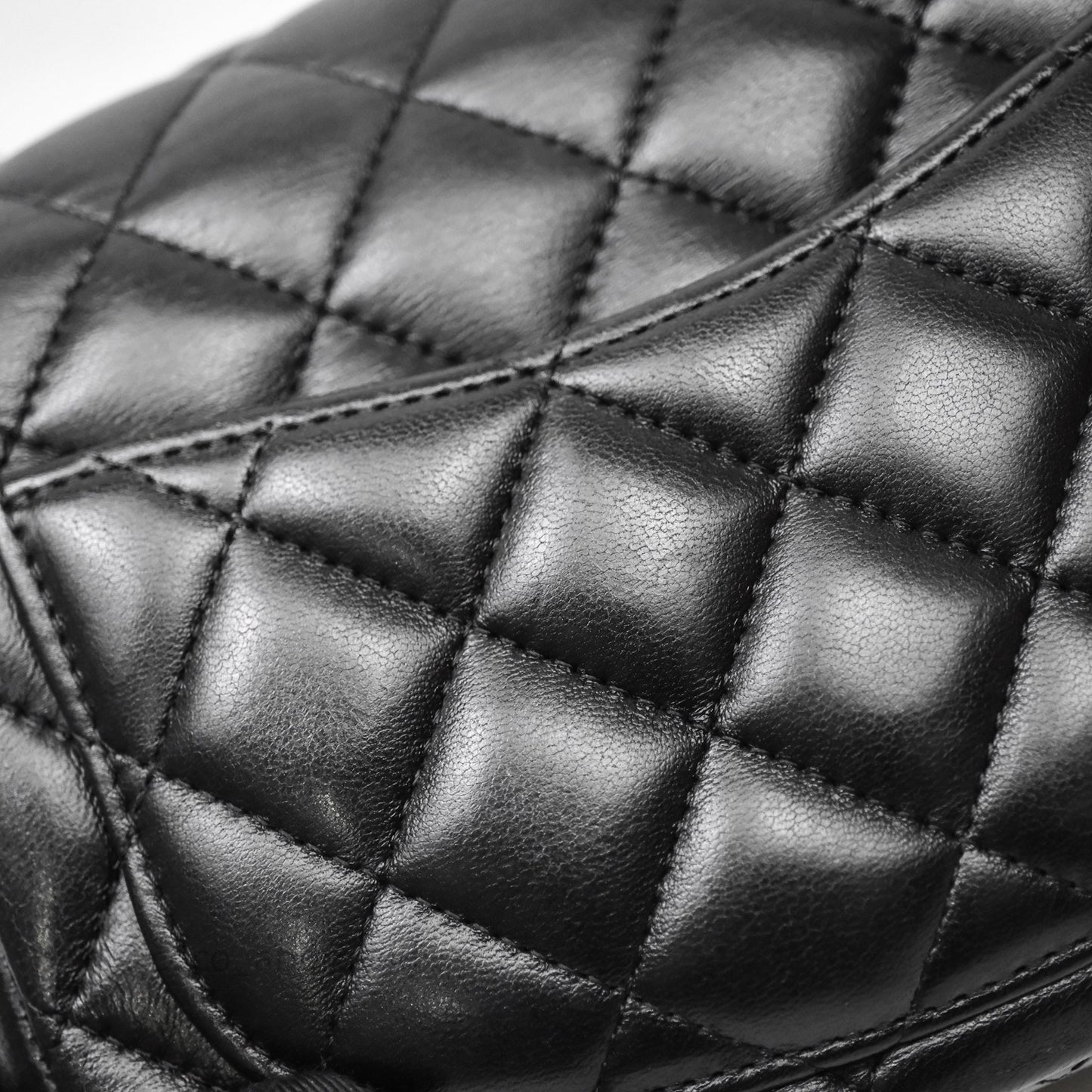 Chanel Mini Square Quilted Black Lambskin Silver Hardware