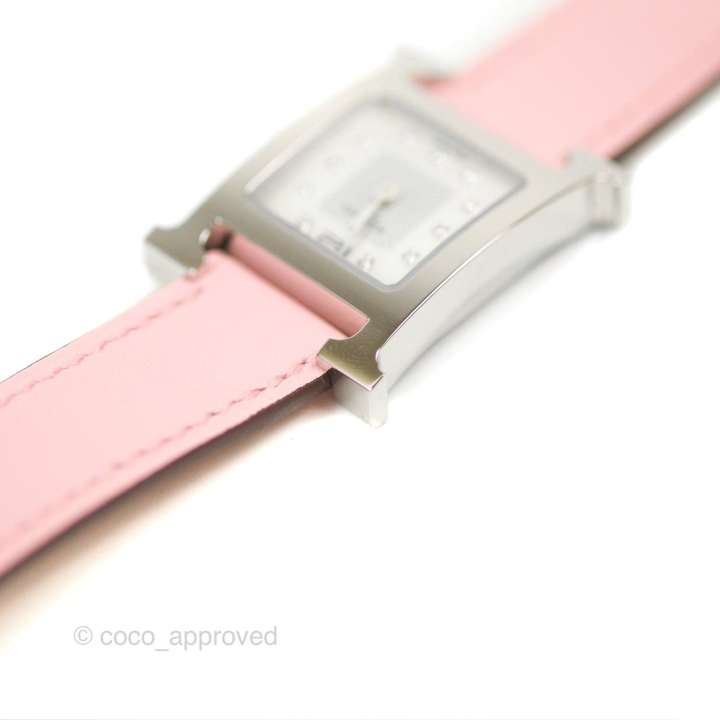 Hermès Heure H Watch Rose Sakura Swift Palladium Hardware