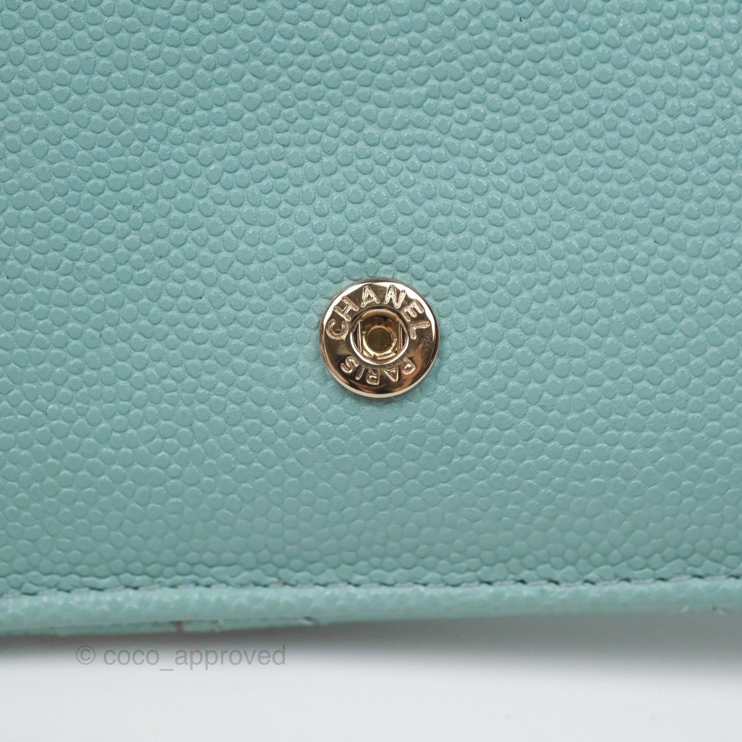 Chanel Quilted Zip Flap Card Holder Tiffany Blue Caviar Gold Hardware