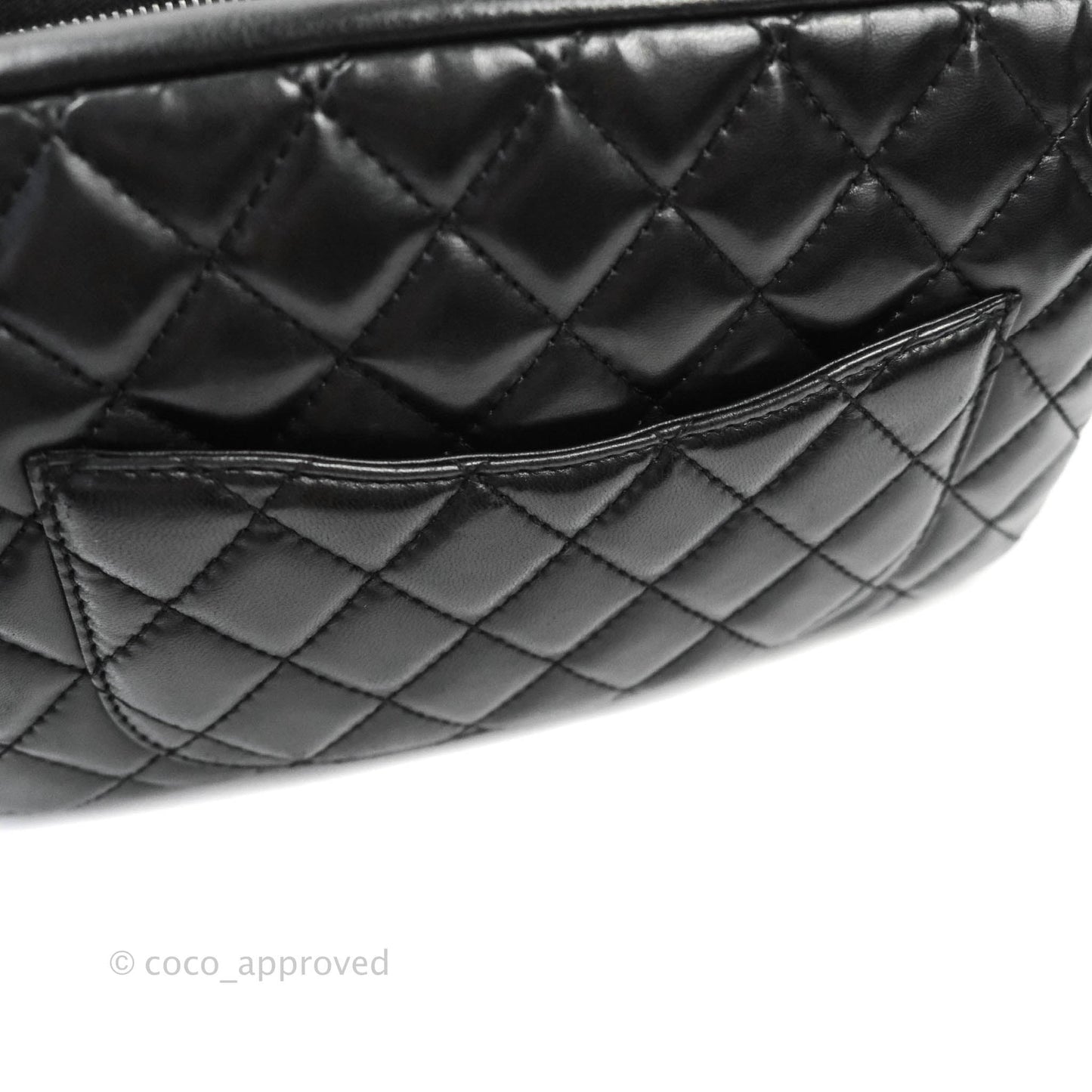 Chanel Quilted Camera Case Bag Black Lambskin Silver Hardware