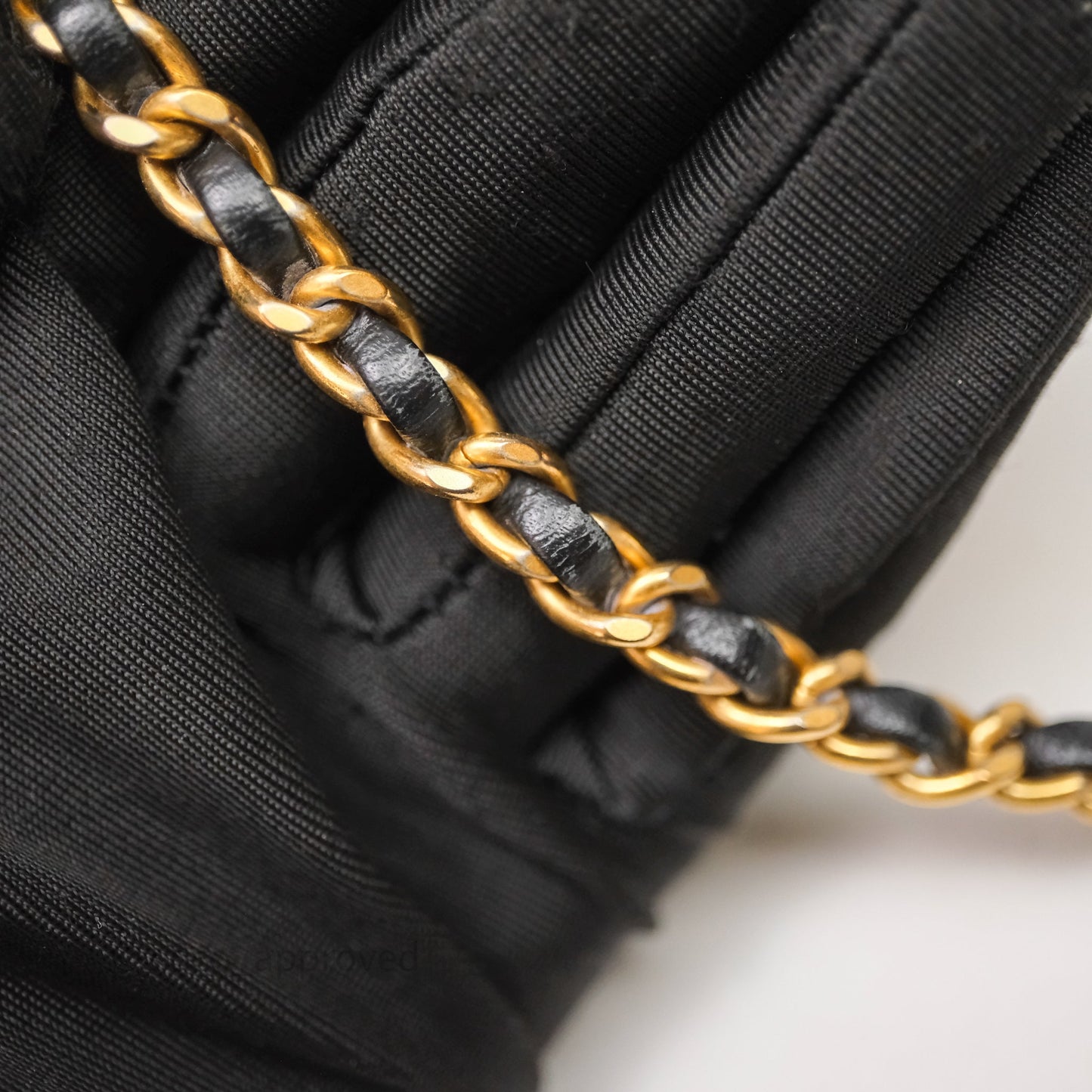 Chanel Chevron Flap Bag Black Calfskin Aged Gold Hardware