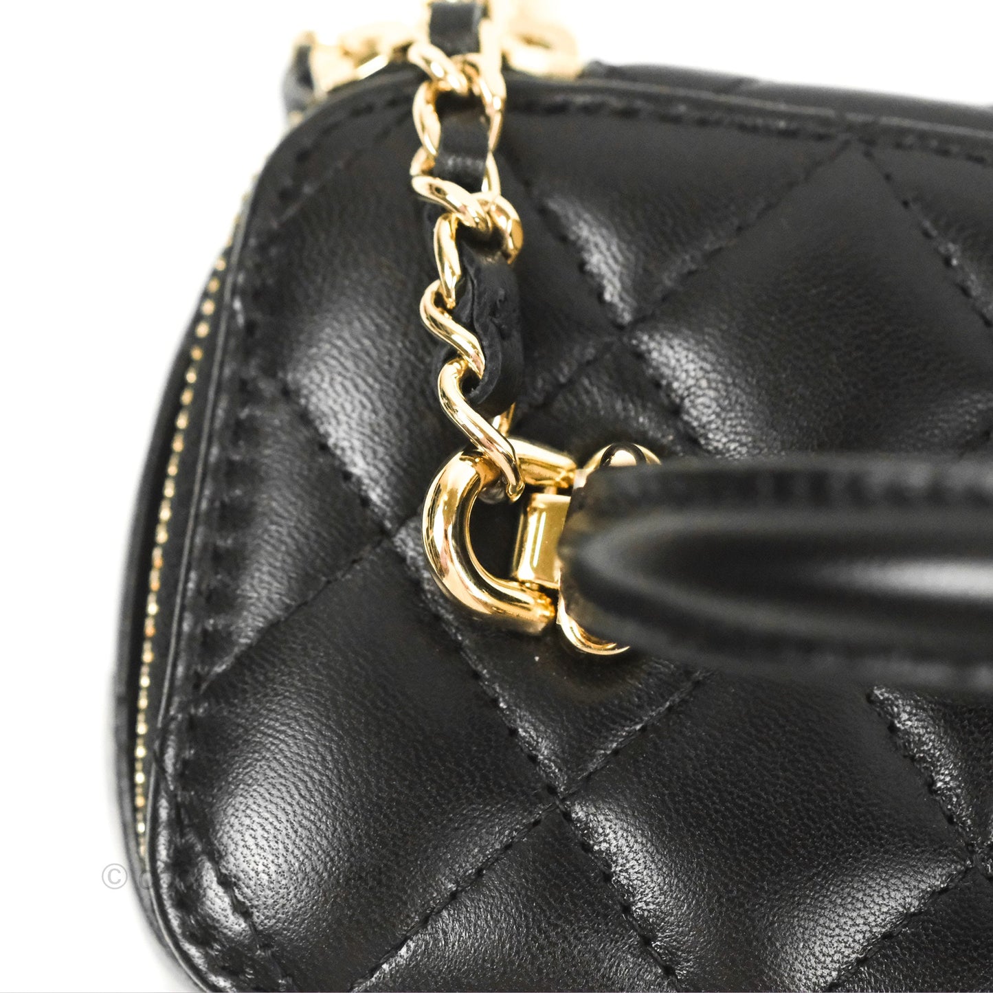 Chanel Vanity Rectangular Top Handle Black Lambskin Gold Hardware