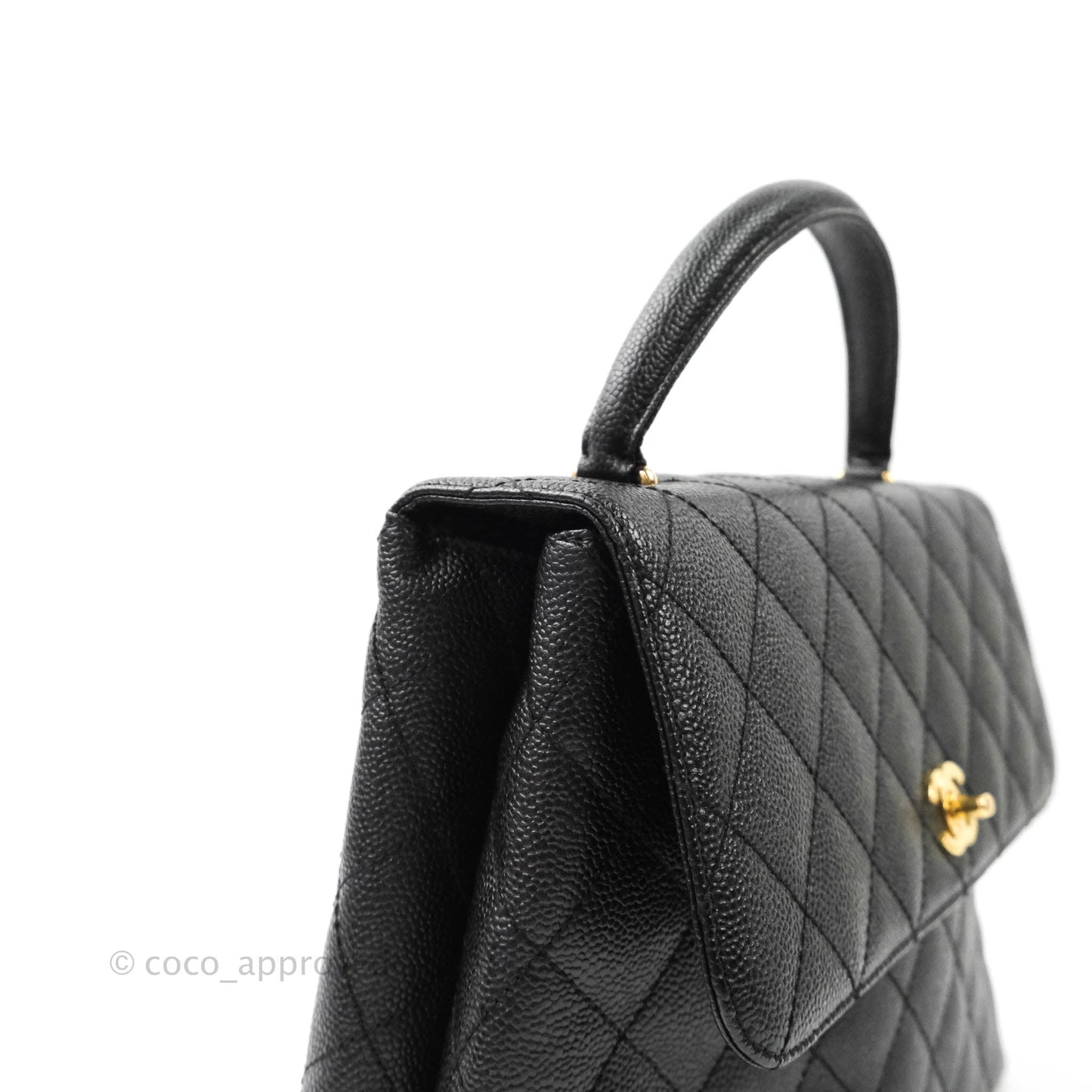 Chanel Kelly Quilted Flap Tote Black Caviar 24K Gold Hardware