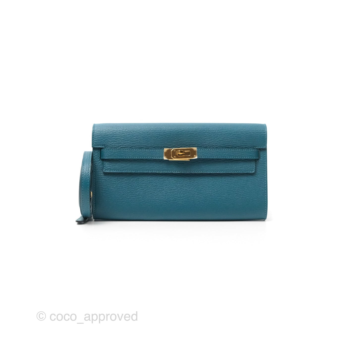 Hermès Kelly To Go Wallet Vert Bosphore Chevre Mysore Gold Hardware
