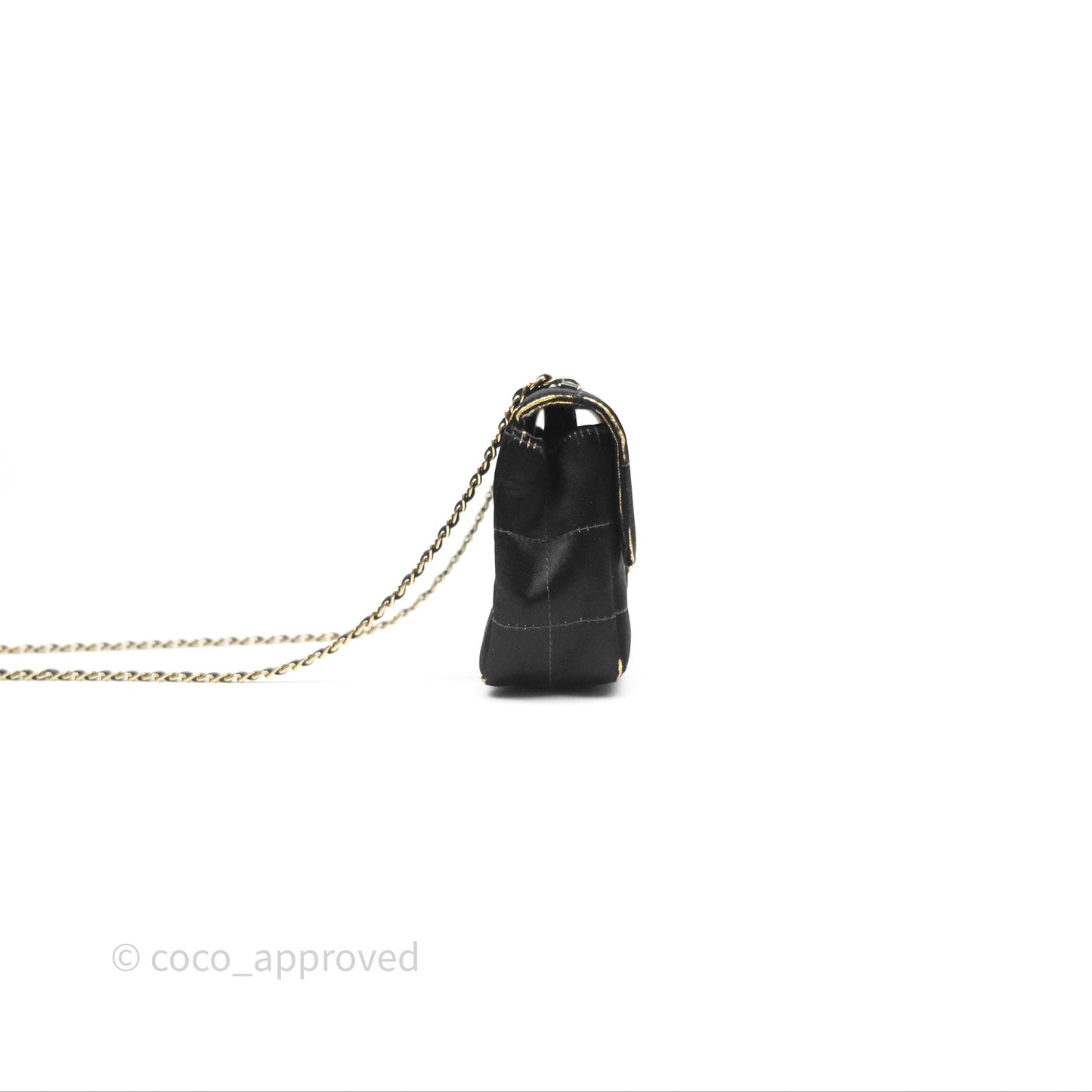 Chanel Vintage Mini Chocolate Bar Flap Black Satin Gold Hardware