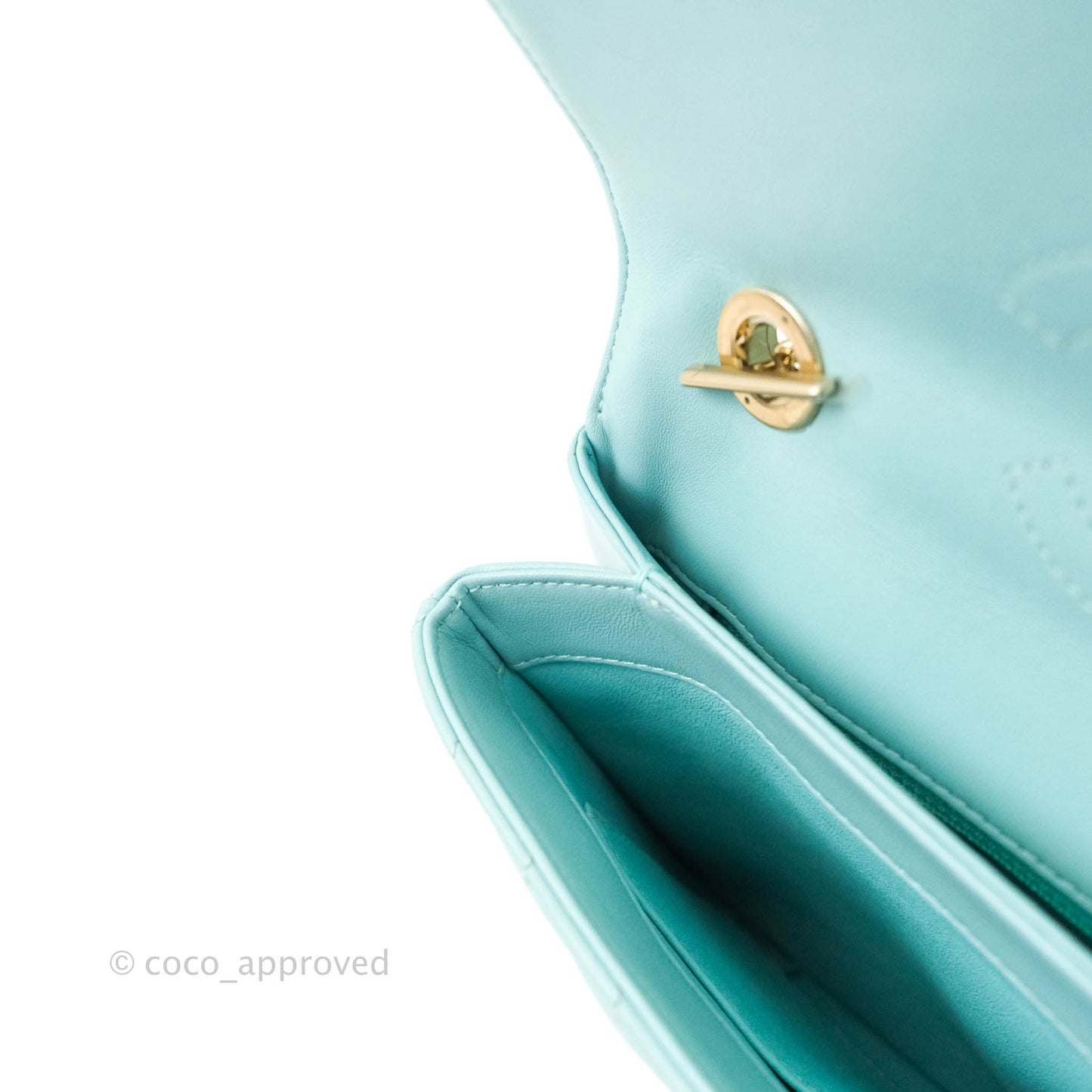 Chanel Trendy CC Chevron Lambskin Flap Bag Tiffany Blue Gold Hardware