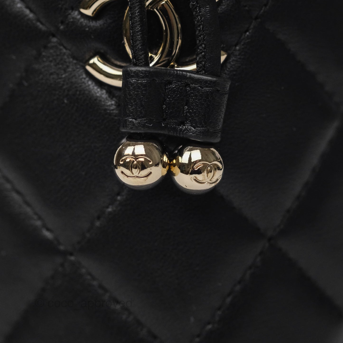 Chanel Small Bucket With Chain Black Lambskin Gold Hardware 21A