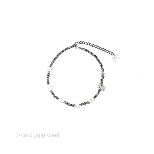 Chanel Crystal Lucky Charms Chain Choker Necklace Ruthenium Hardware 22P