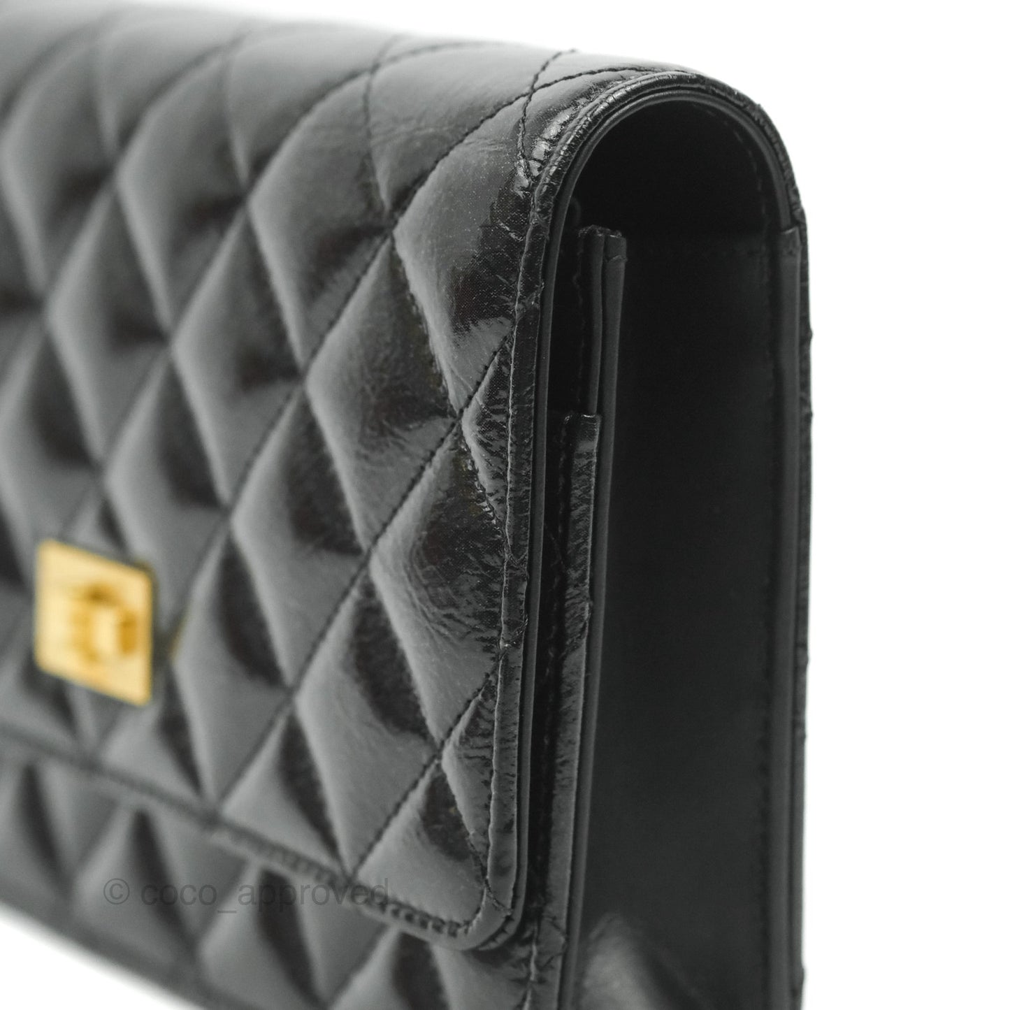 Chanel Quilted Reissue WOC Black Glazed Crumpled Calfskin Aged Gold Hardware