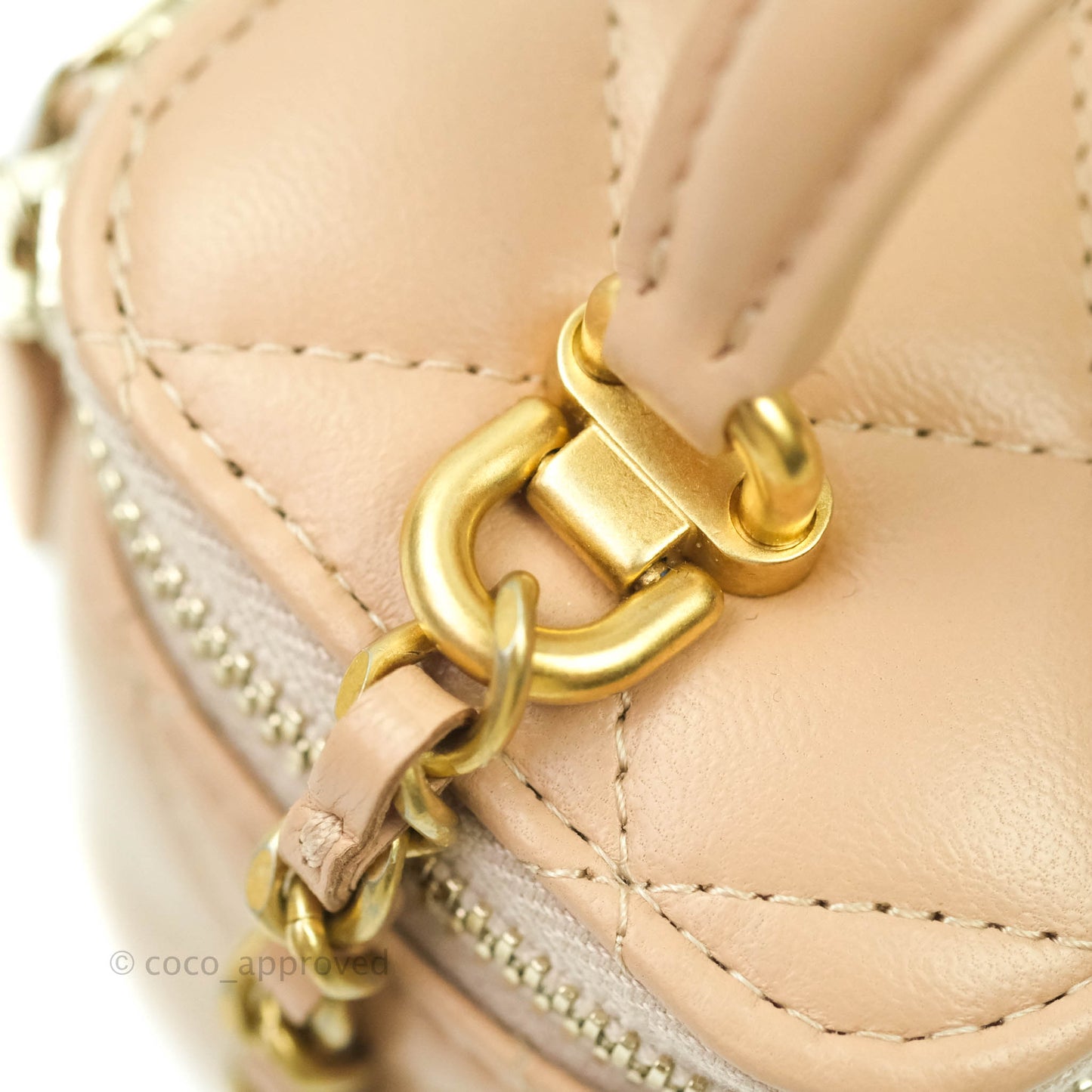 Chanel Small Quilted Vanity With Chain Beige Lambskin Aged Gold Hardware