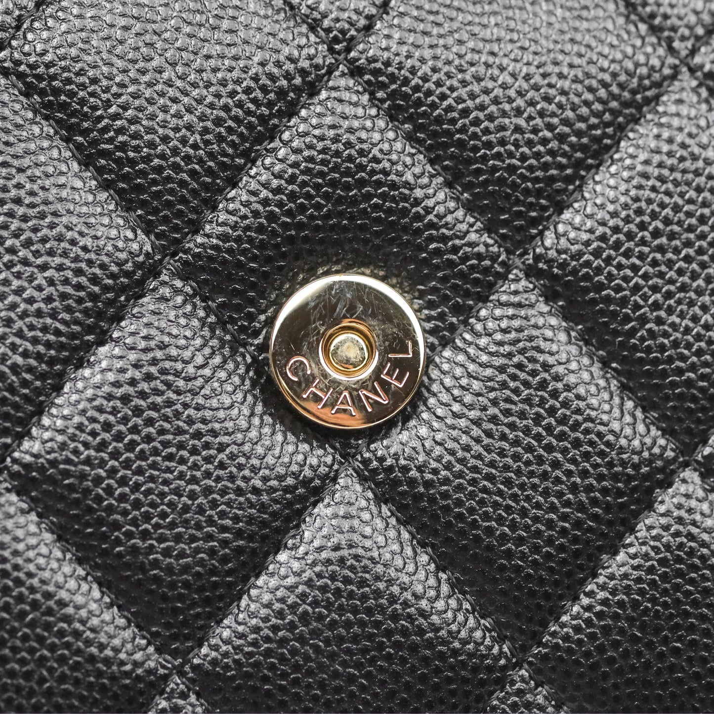 Chanel Kelly Clutch With Chain Black Caviar Gold Hardware