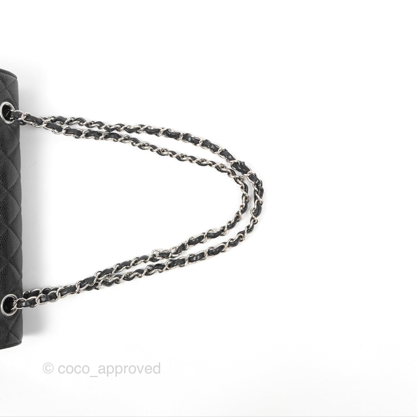 Chanel Classic M/L Medium Flap Quilted Black Caviar Silver Hardware