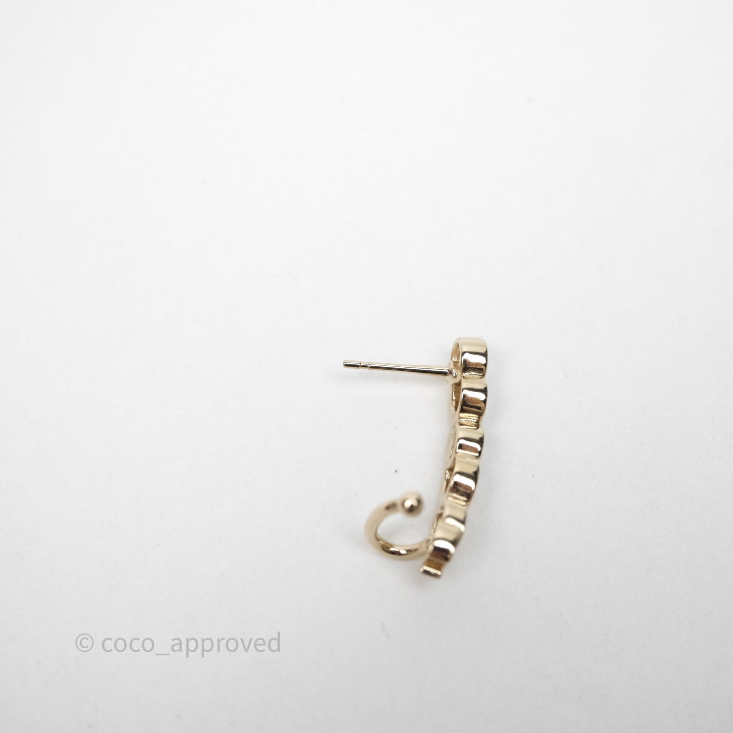 Chanel CC Coco Crystal Earrings Ear Cuff Gold Tone 22P