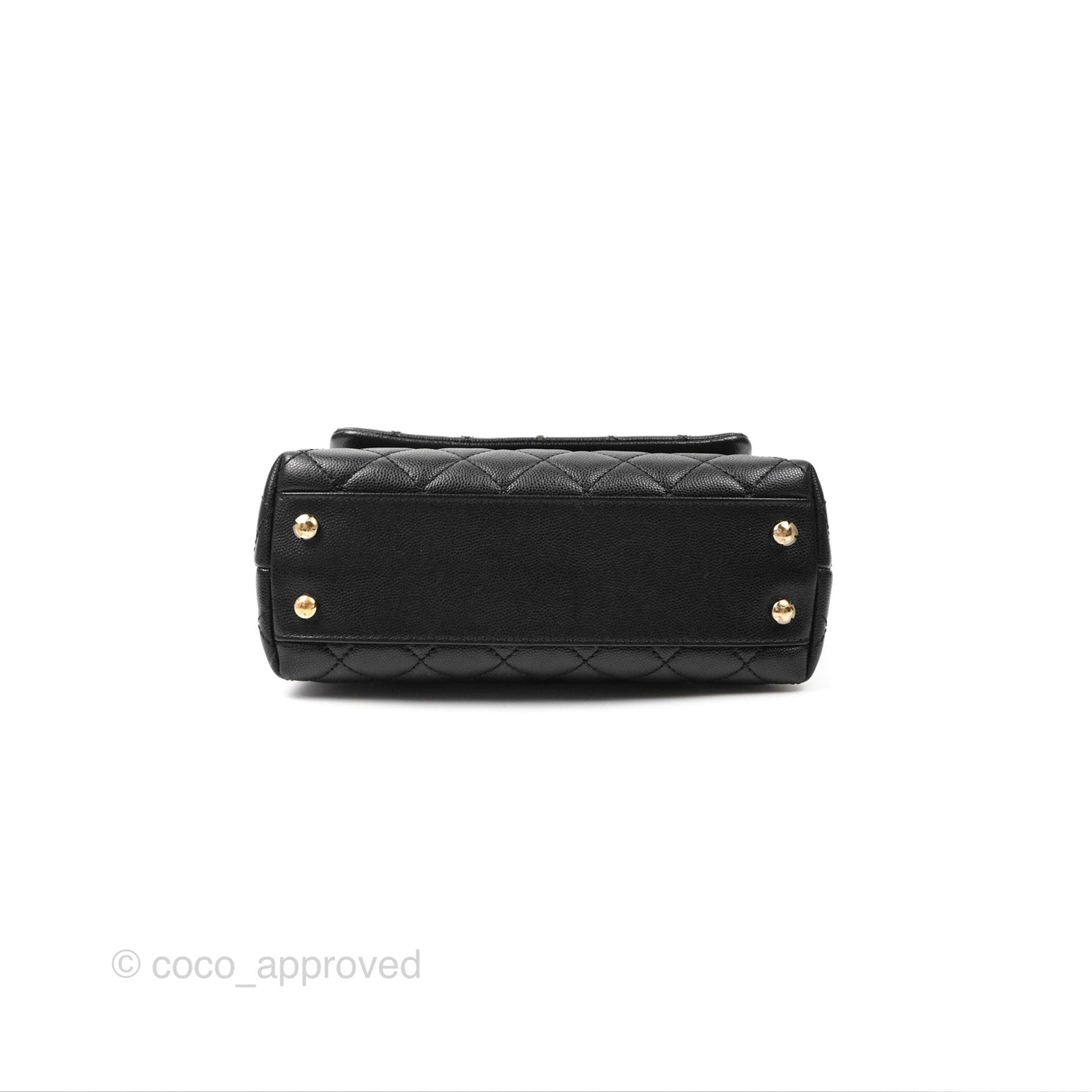 Chanel Small Coco Handle Black Caviar Gold Hardware Lizard Embossed Handle