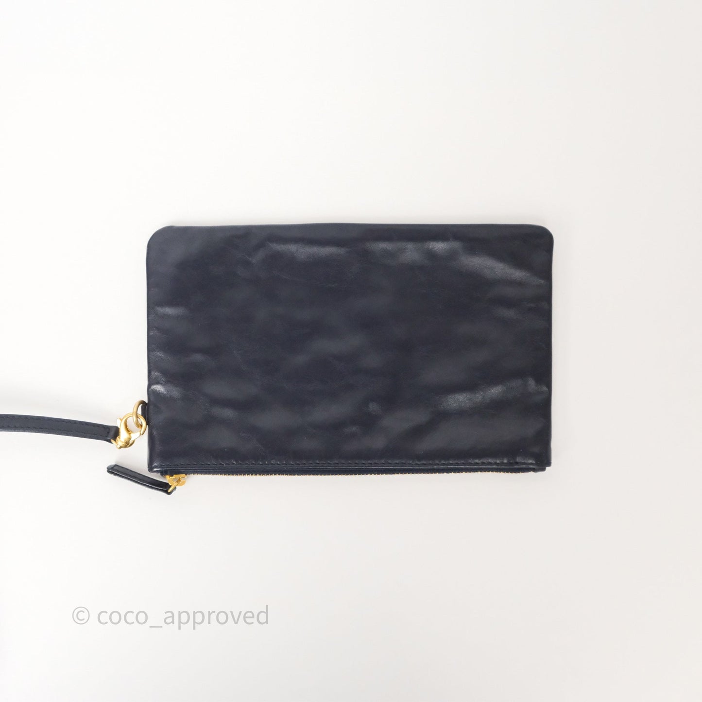 Chanel 22 Medium Navy Shiny Calfskin Aged Gold Hardware