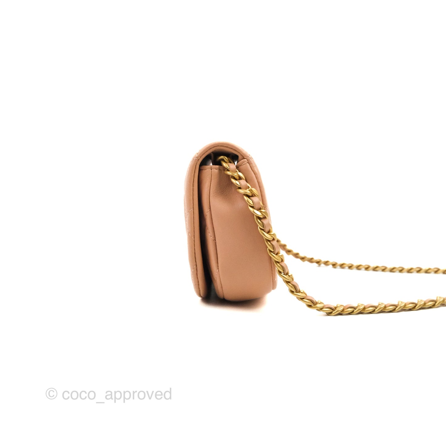 Chanel Clutch with Chain Beige Pink Calfskin Aged Gold Hardware