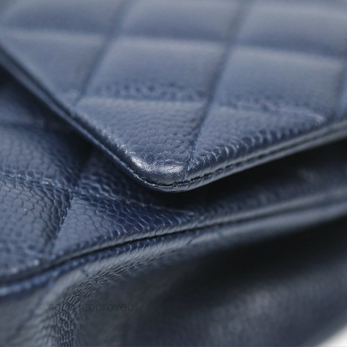 Chanel Classic M/L Medium Flap Quilted Navy Caviar Silver Hardware