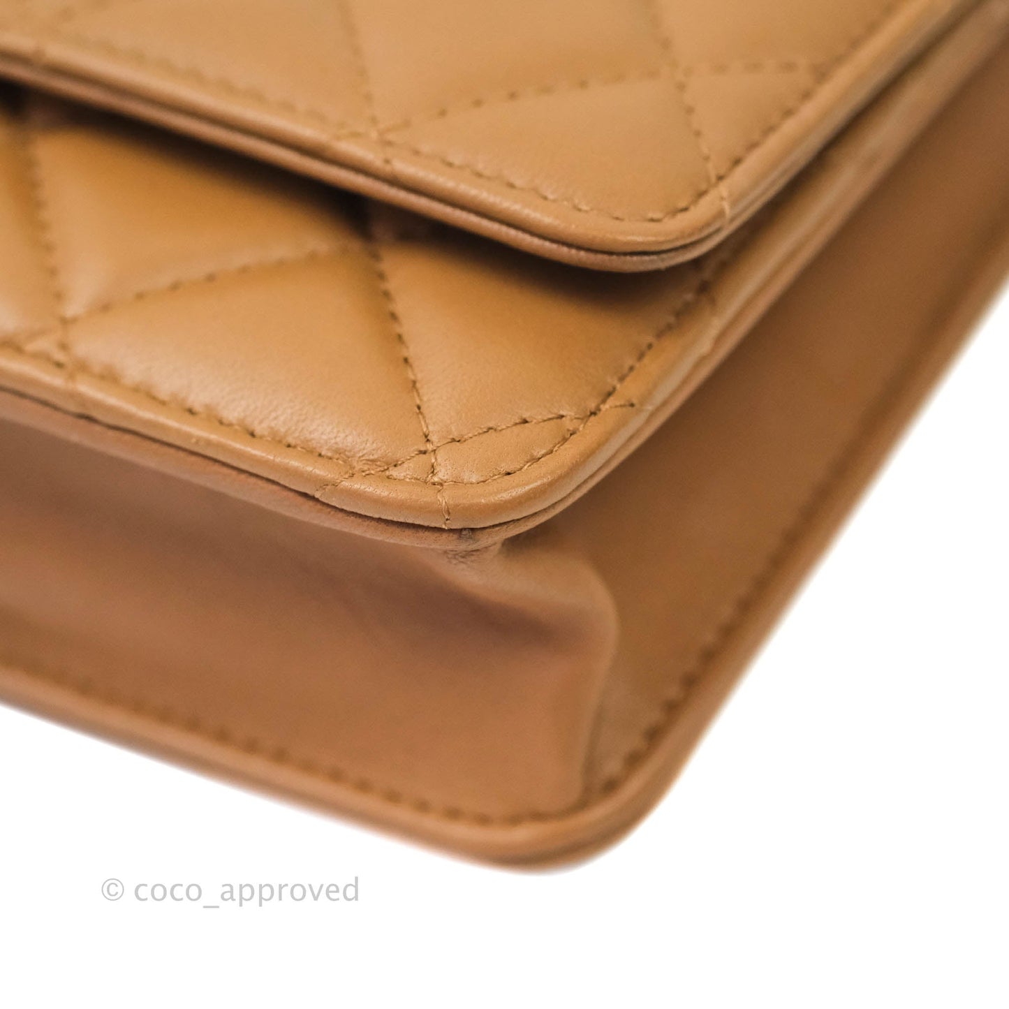 Chanel Quilted Wallet on Chain WOC Caramel Tan Lambskin Gold Hardware