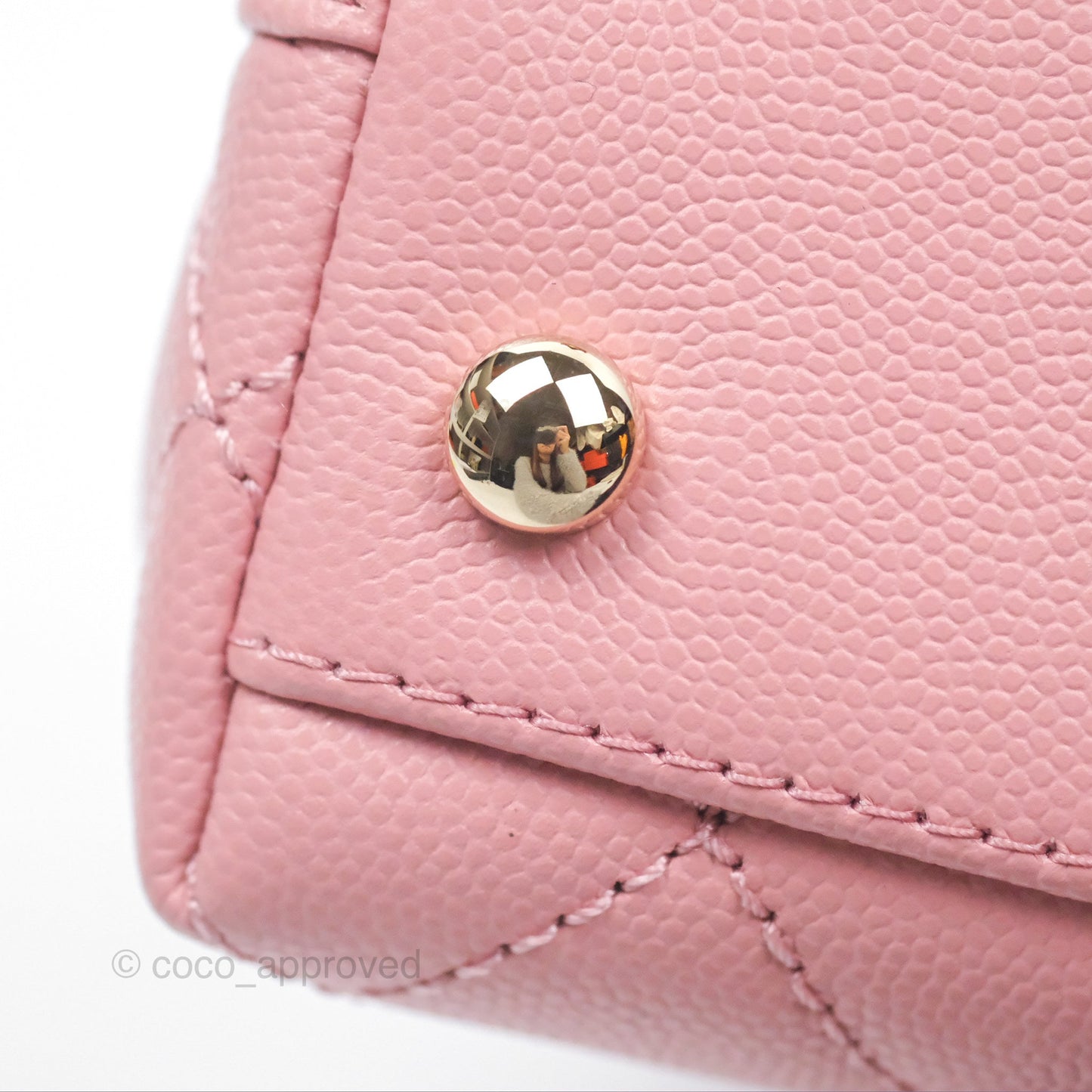 Chanel Mini Coco Handle Quilted Pink Caviar Gold Hardware
