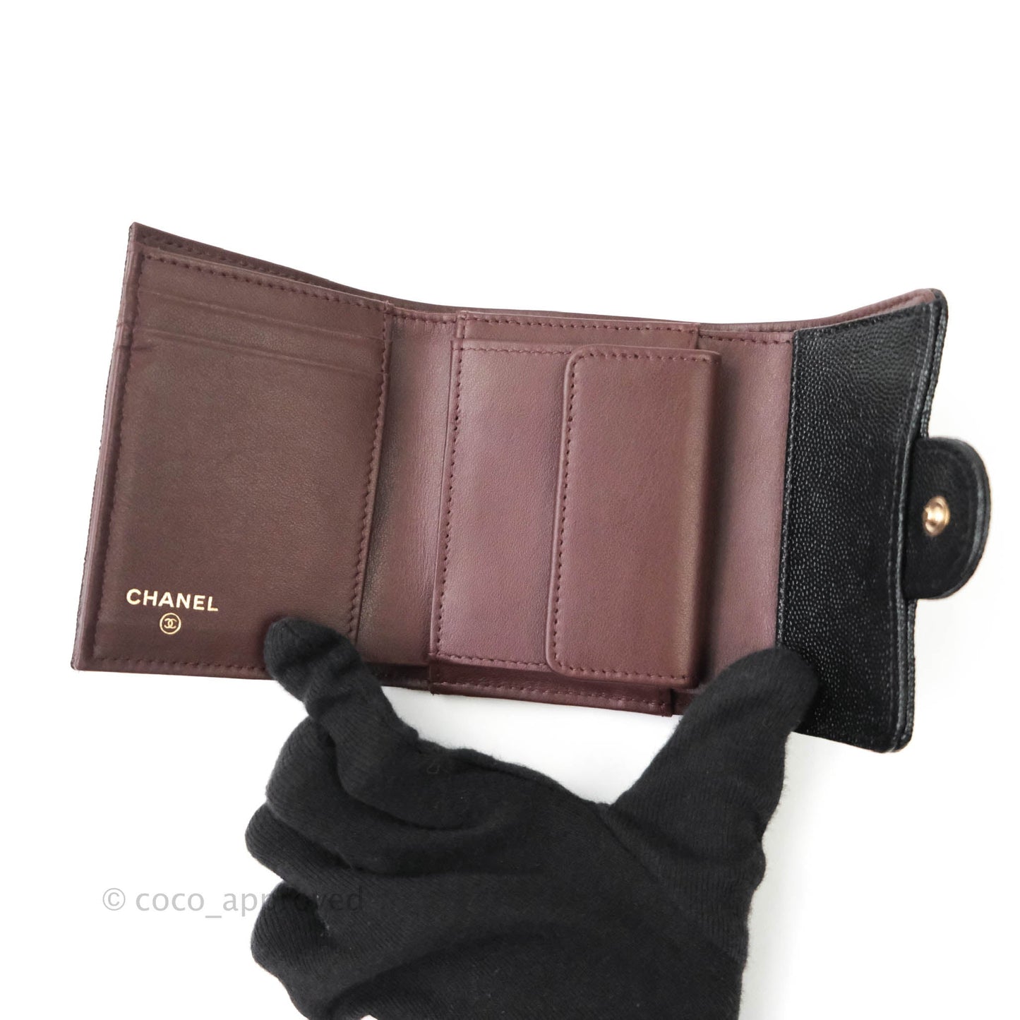 Chanel Classic Flap Small Wallet Black Caviar Gold Hardware⁣