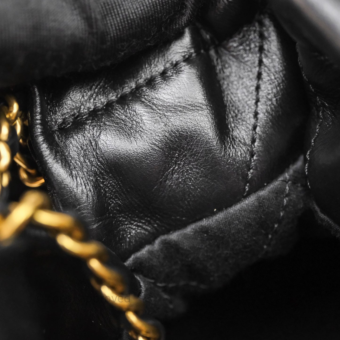 Chanel 22 Mini Bag Black Crumpled Calfskin Aged Gold Hardware