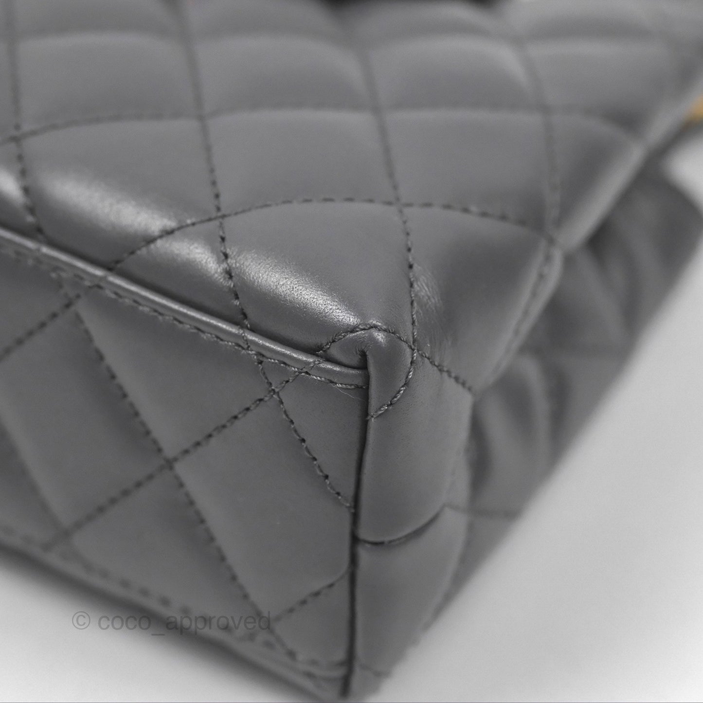 Chanel Kelly Bag Quilted Grey Shiny Calfskin Aged Gold Hardware