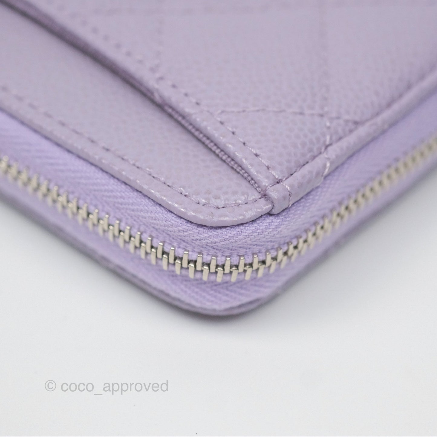 Chanel Classic Zipped Coin Purse Lilac Caviar Silver Hardware