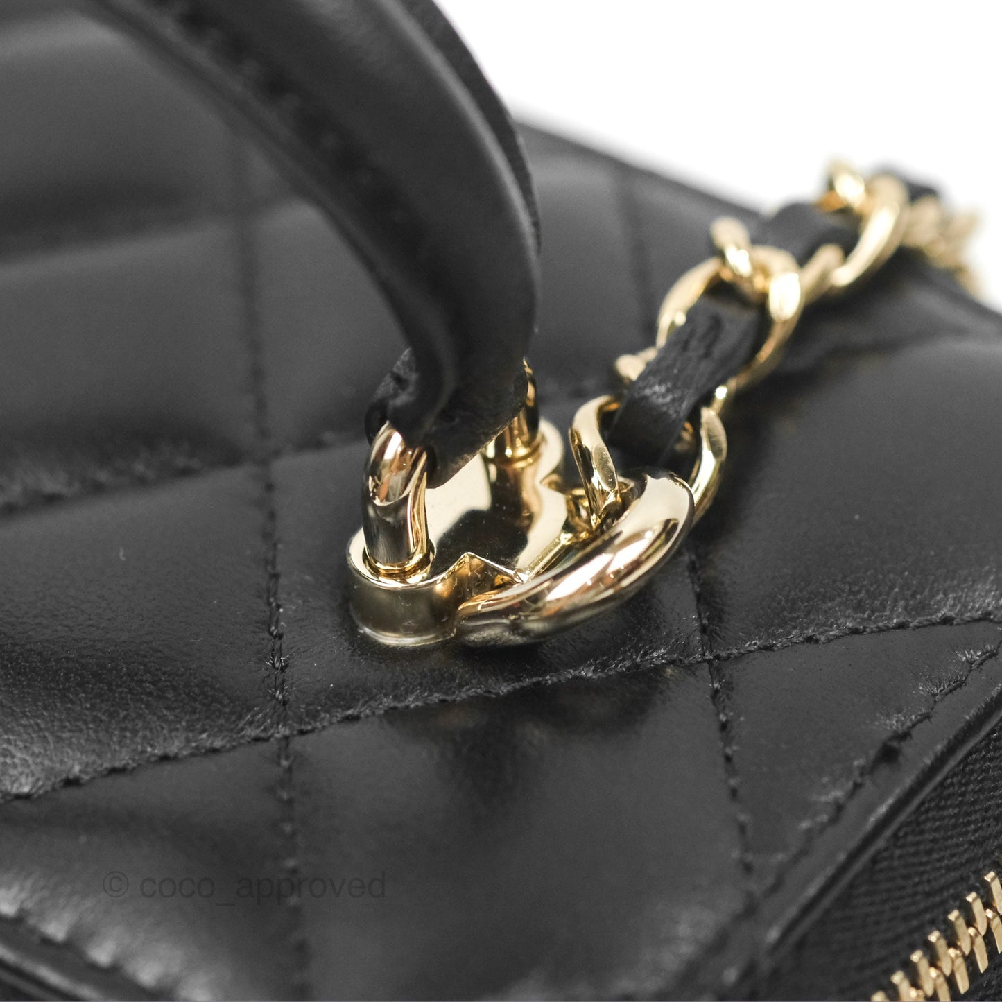 Chanel Vanity Rectangular Top Handle Black Lambskin Gold Hardware