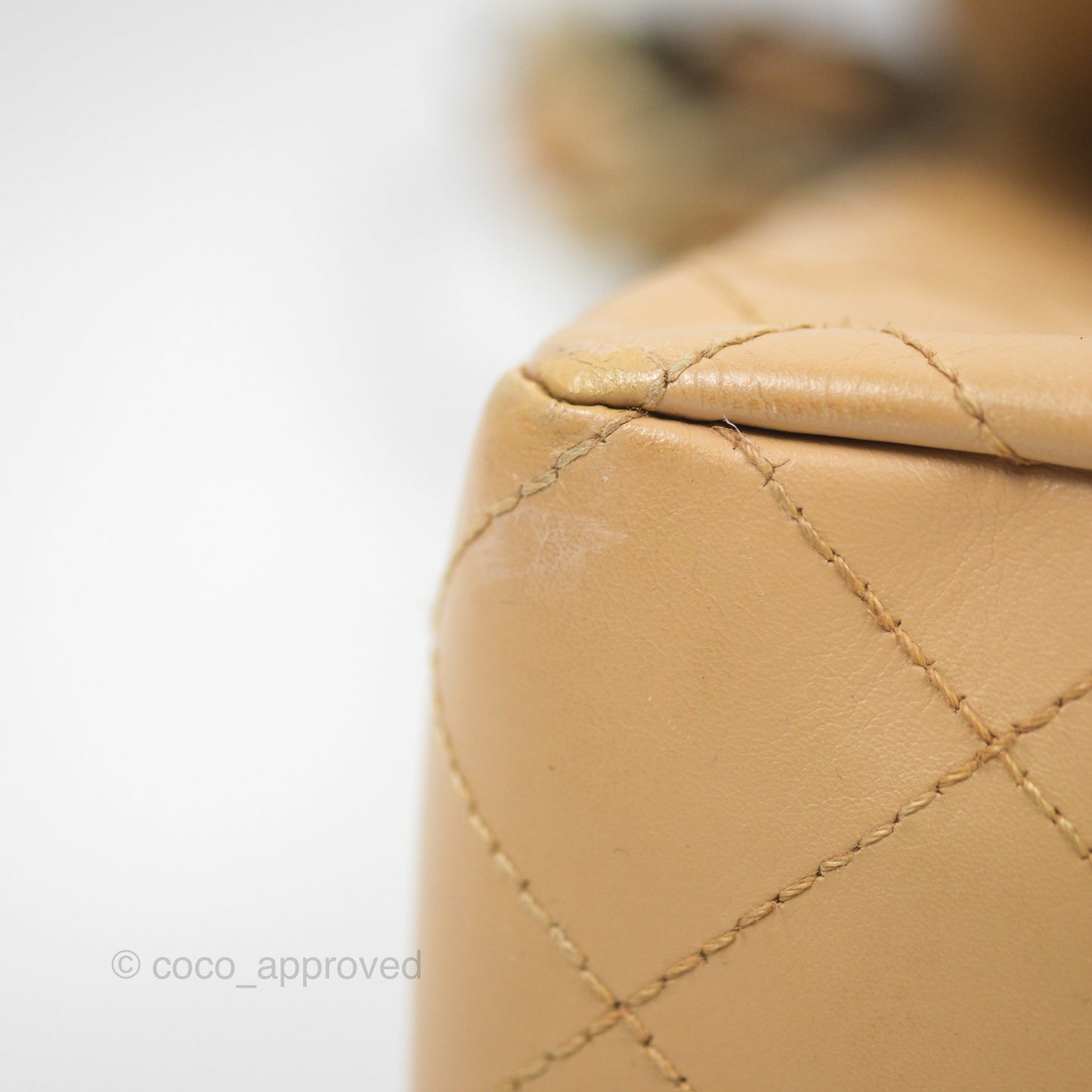 Chanel Vintage Jumbo Beige Flap Bag Lambskin Enamel Hardware