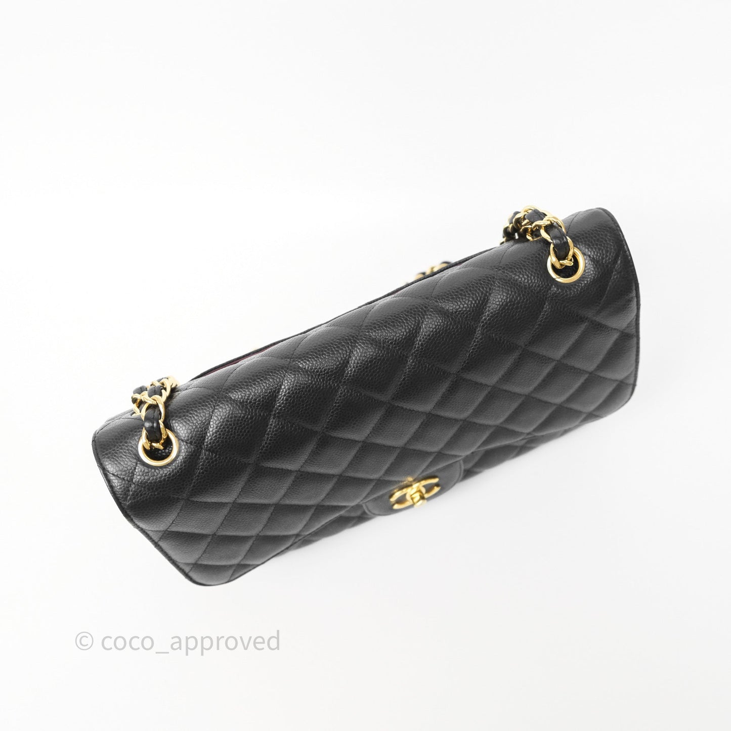 Chanel Jumbo Double Flap Quilted Black Caviar Gold Hardware⁣⁣
