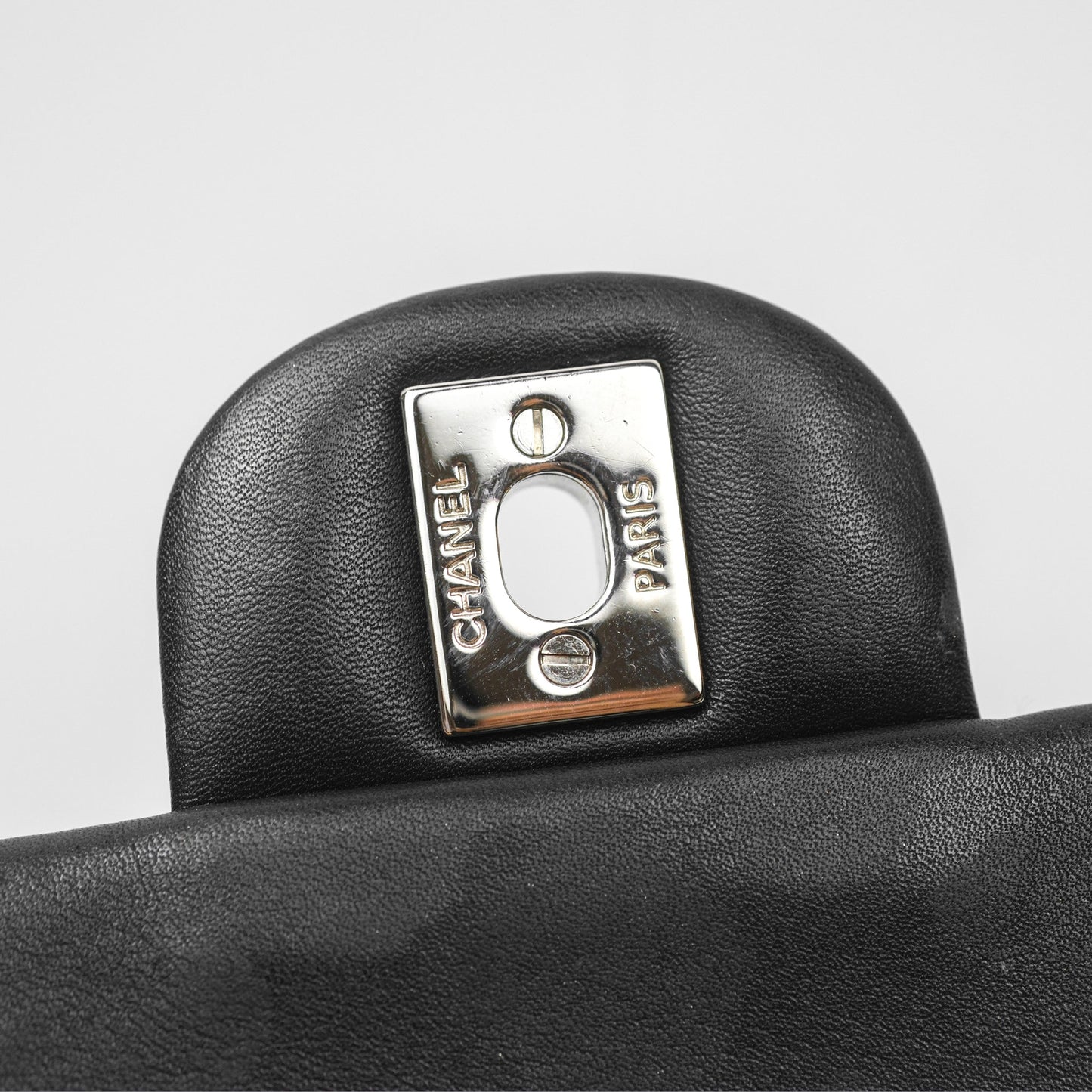 Chanel Quilted Mini Rectangular Flap Black Patent Silver Hardware
