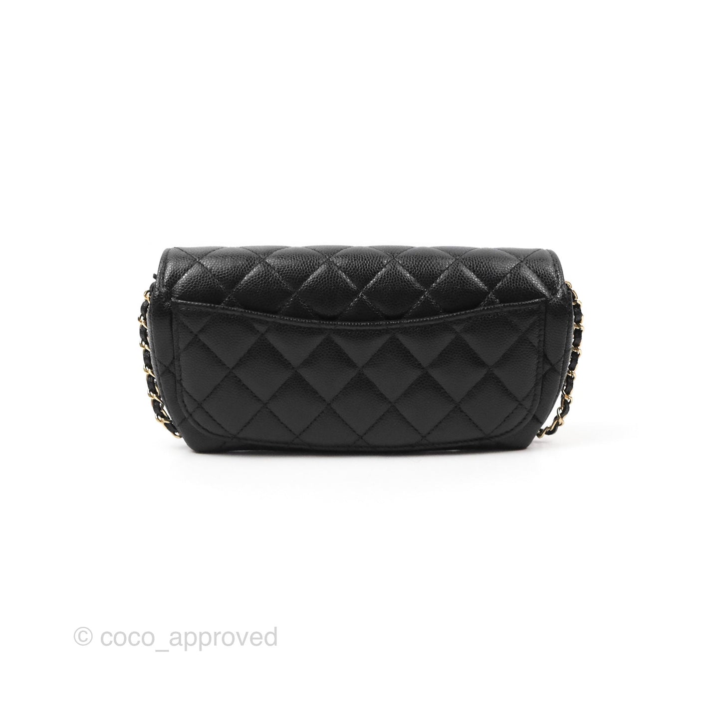 Chanel Quilted Glasses Case With Chain Black Caviar Gold Hardware