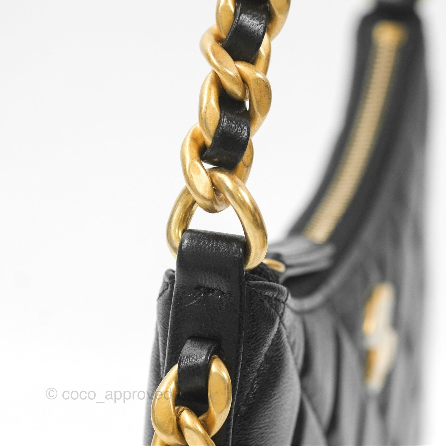 Chanel Chain Around Hobo Bag Black Lambskin Aged Gold Hardware 23B