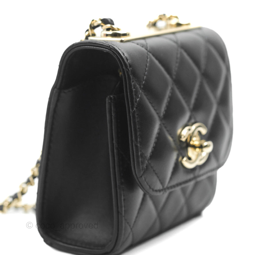 Chanel Mini Quilted Trendy CC Clutch With Chain Black Lambskin Gold Hardware