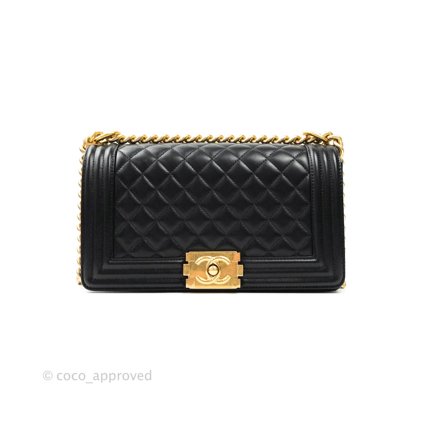 Chanel Quilted Medium Lambskin Boy Flap Aged Gold Hardware