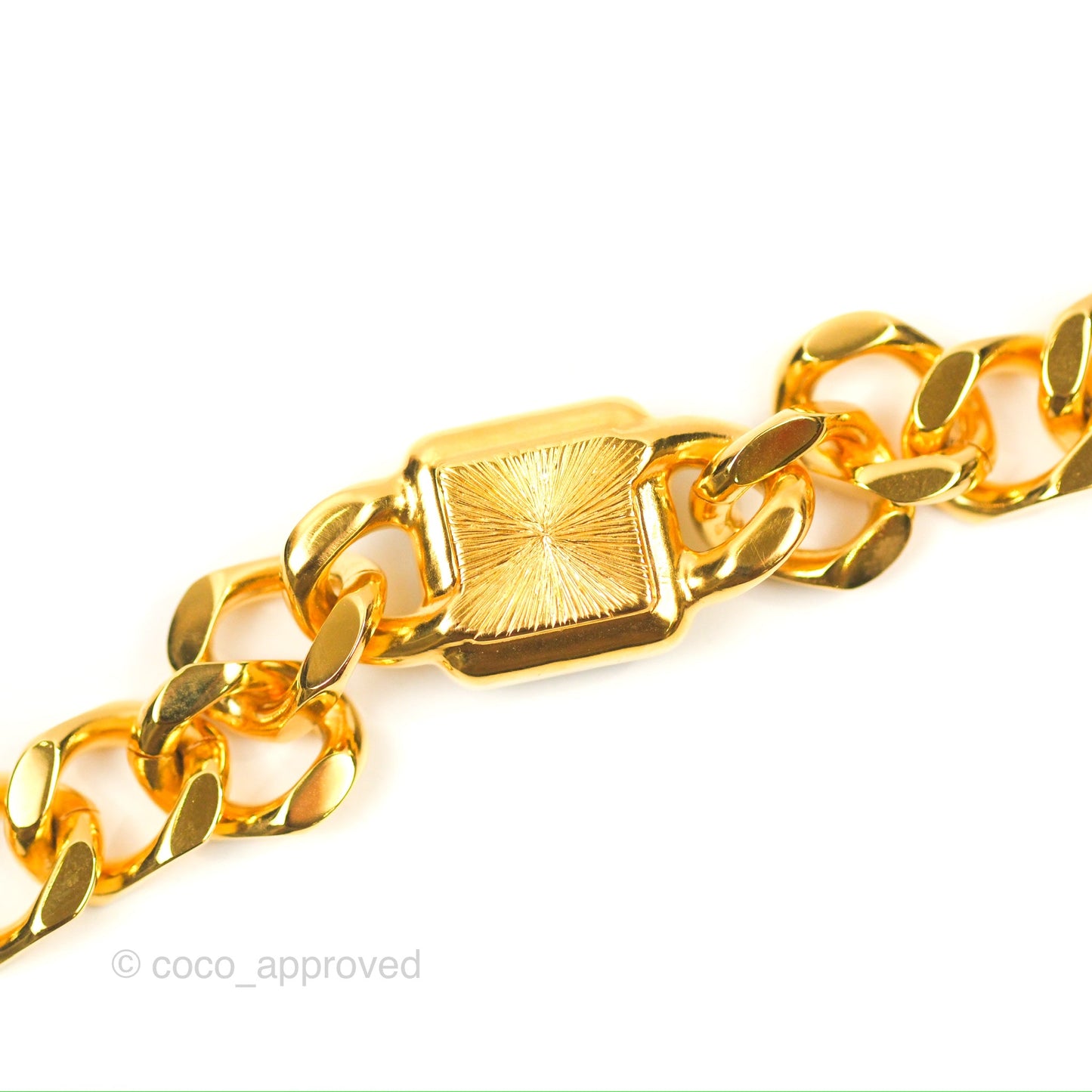 Chanel Chain CC Green Resin Bracelet Gold Tone 20K