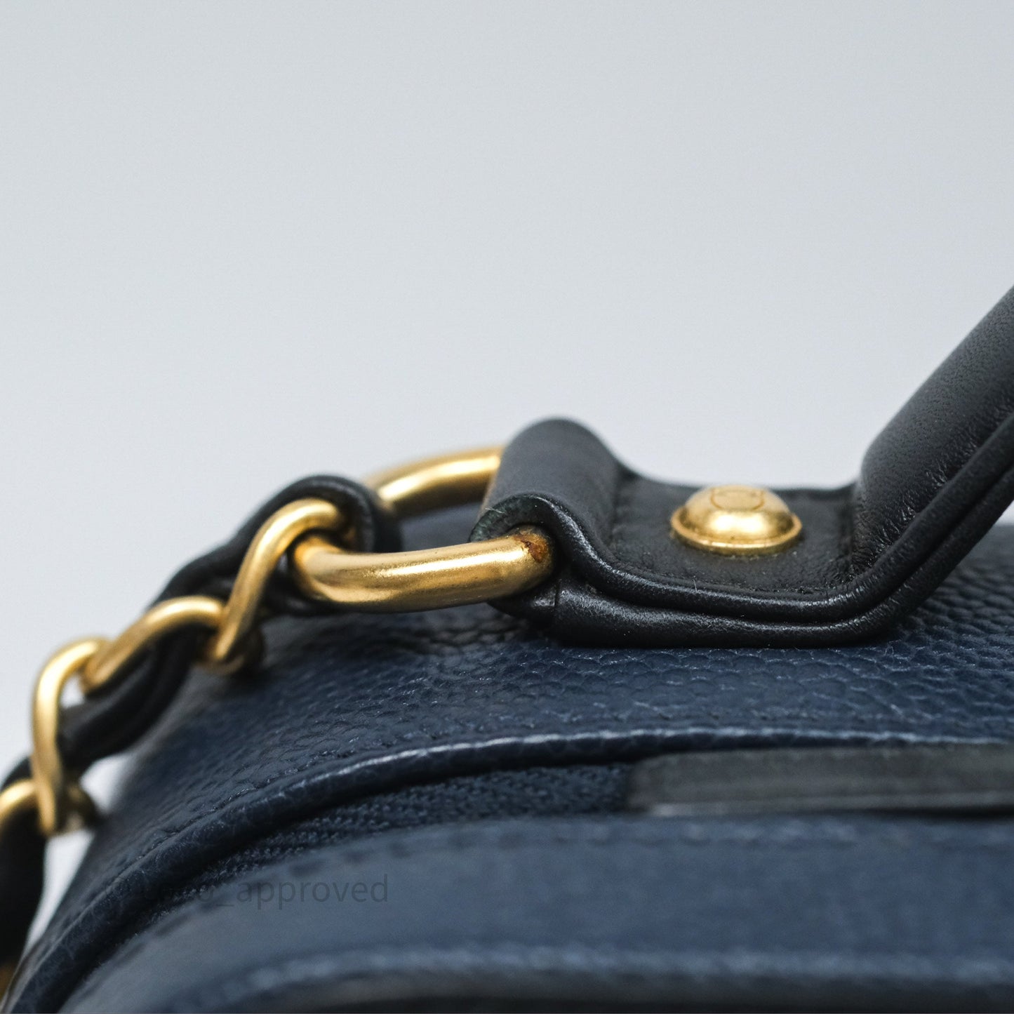 Chanel Quilted Medium CC Filigree Vanity Case Dark Navy Caviar Gold Hardware
