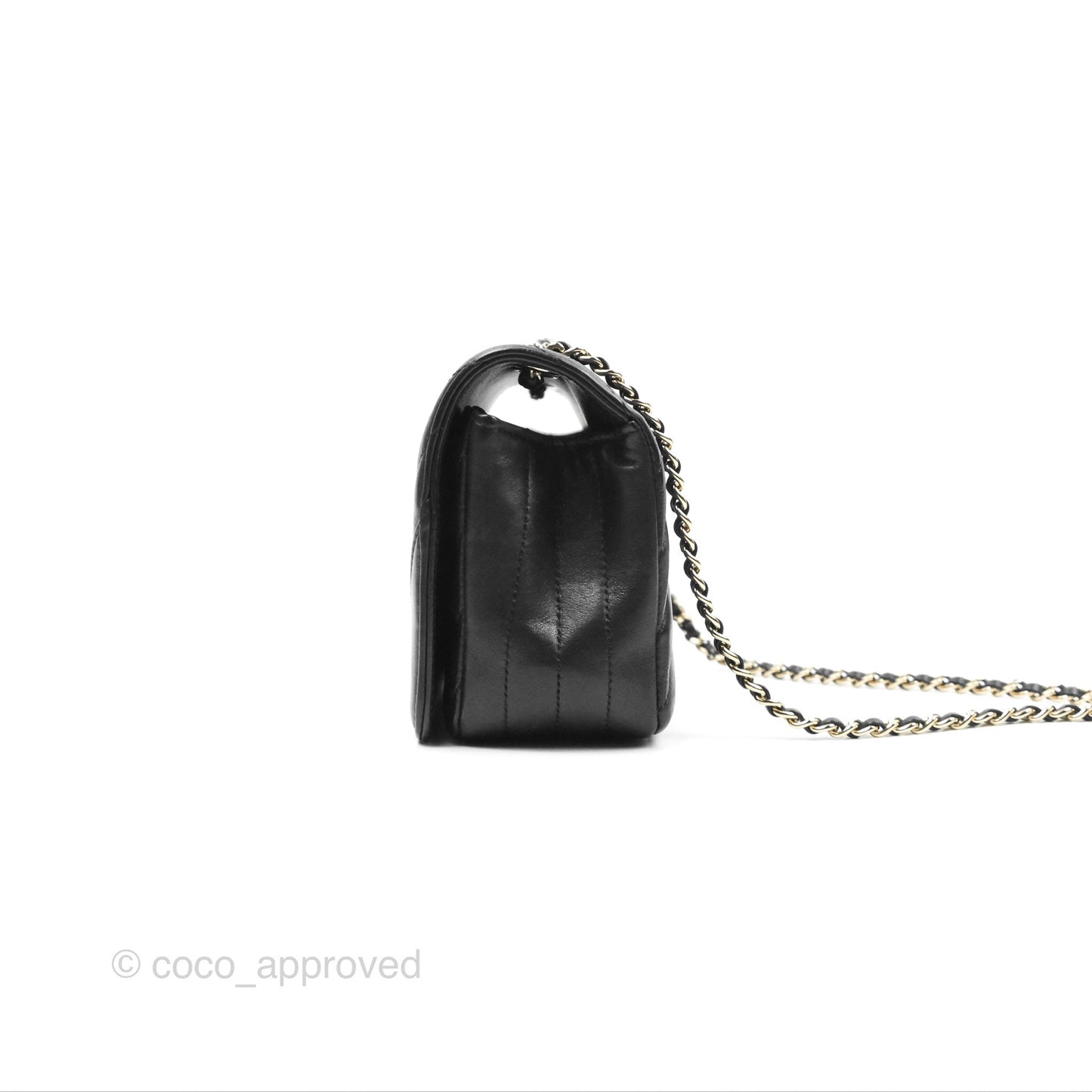 Chanel Small Statement Chevron Flap Bag Black Calfskin Gold Hardware