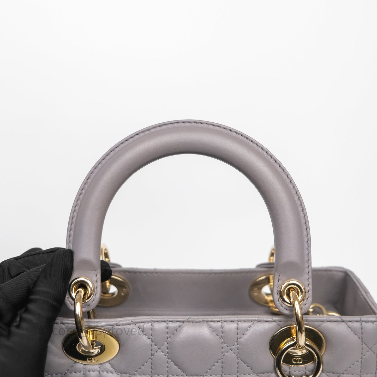 Christian Dior Medium Lady Dior Grey Lambskin Gold Hardware