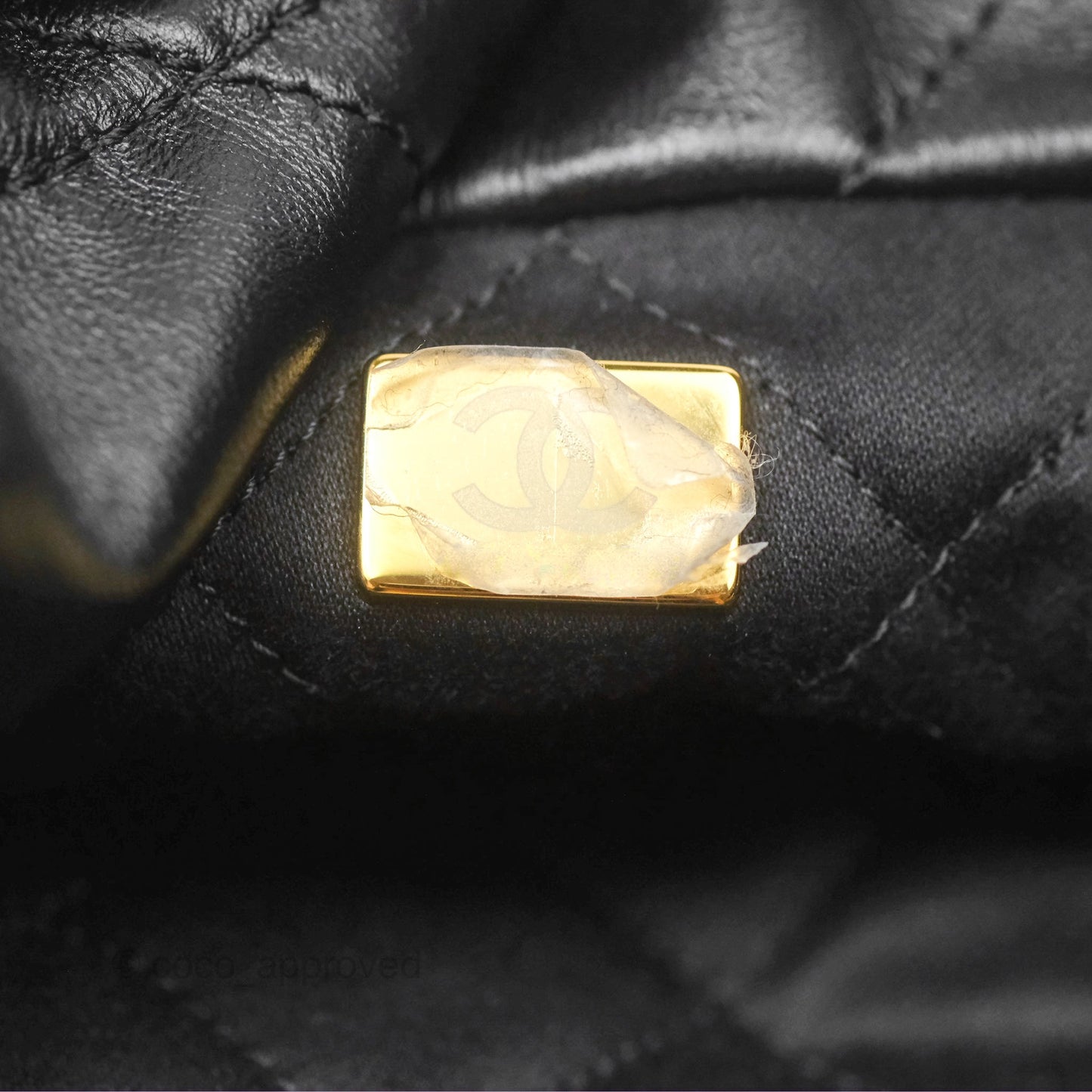 Chanel 22 Small Black Shiny Crumpled Calfskin Aged Gold Hardware