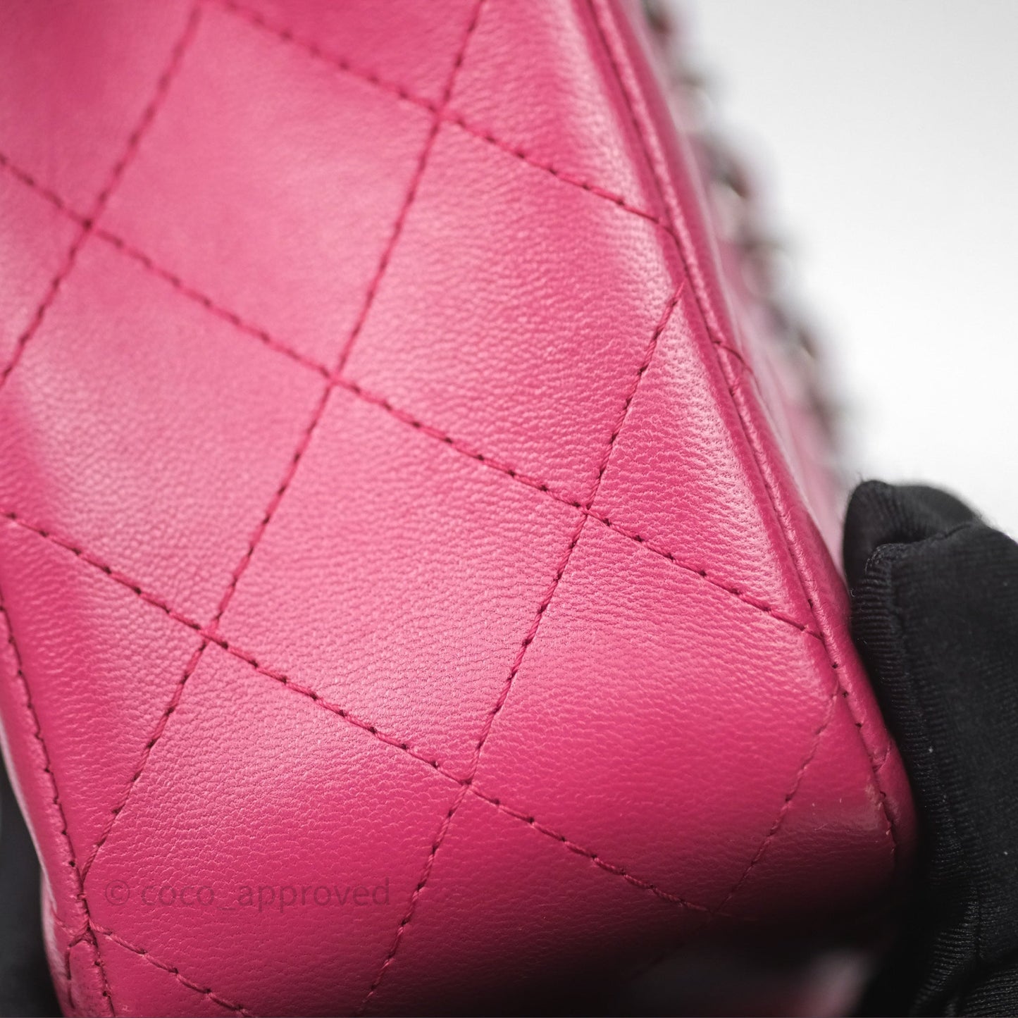 Chanel Quilted Mini Rectangular Flap Dark Pink Lambskin Silver Hardware