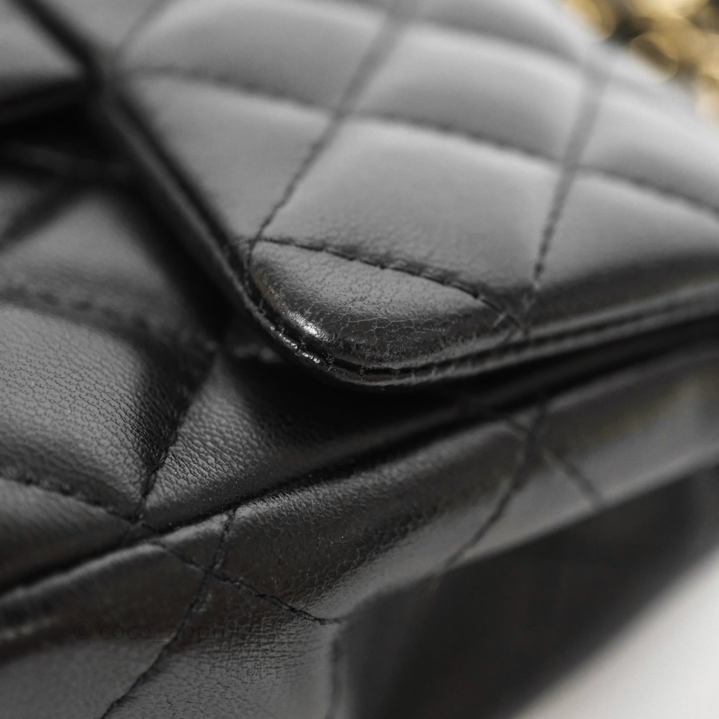 Chanel Mini Square Quilted Black Lambskin Gold Hardware